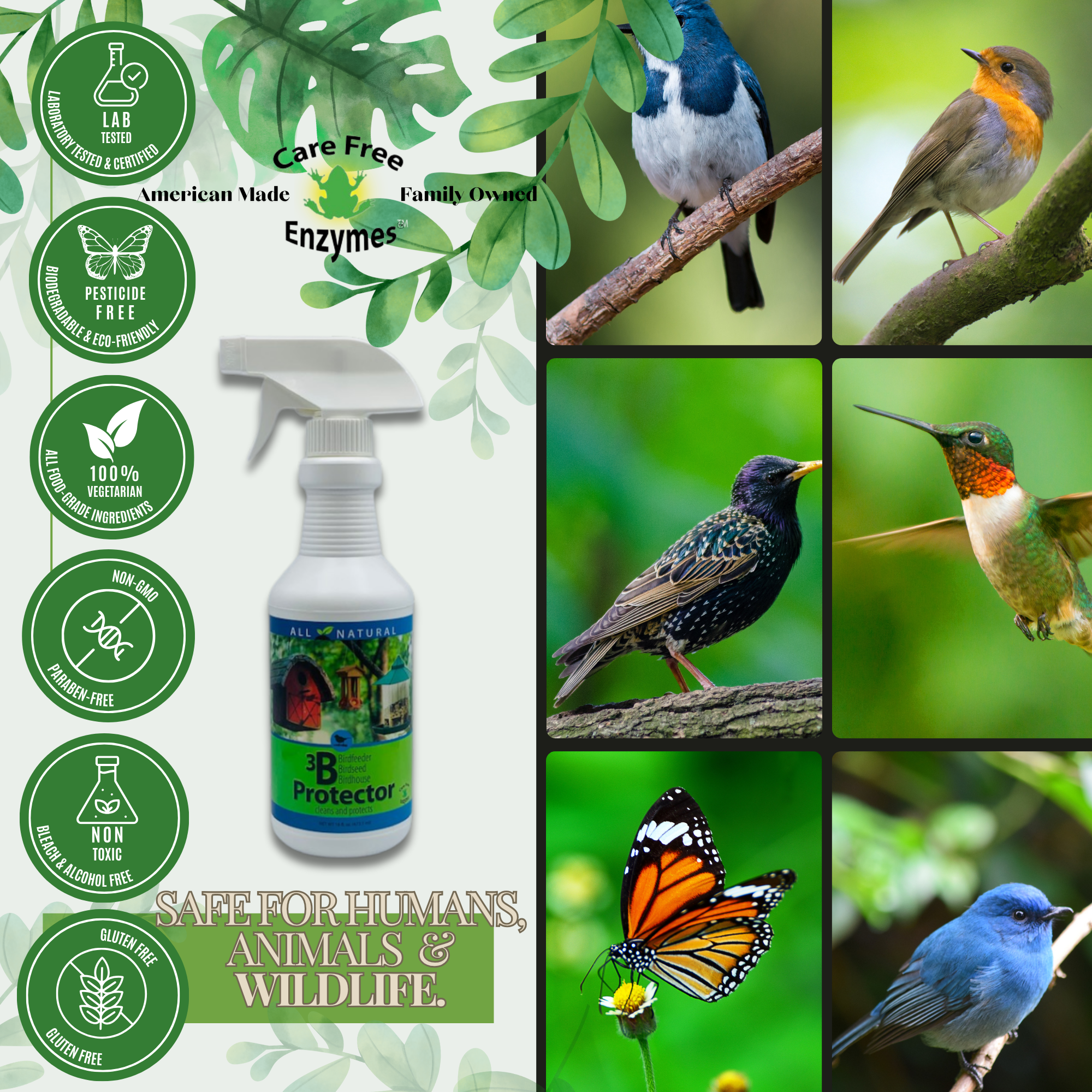 3-in-1 Bird Feeder, Seed & House Protector Spray | 3B Protector | 16 oz