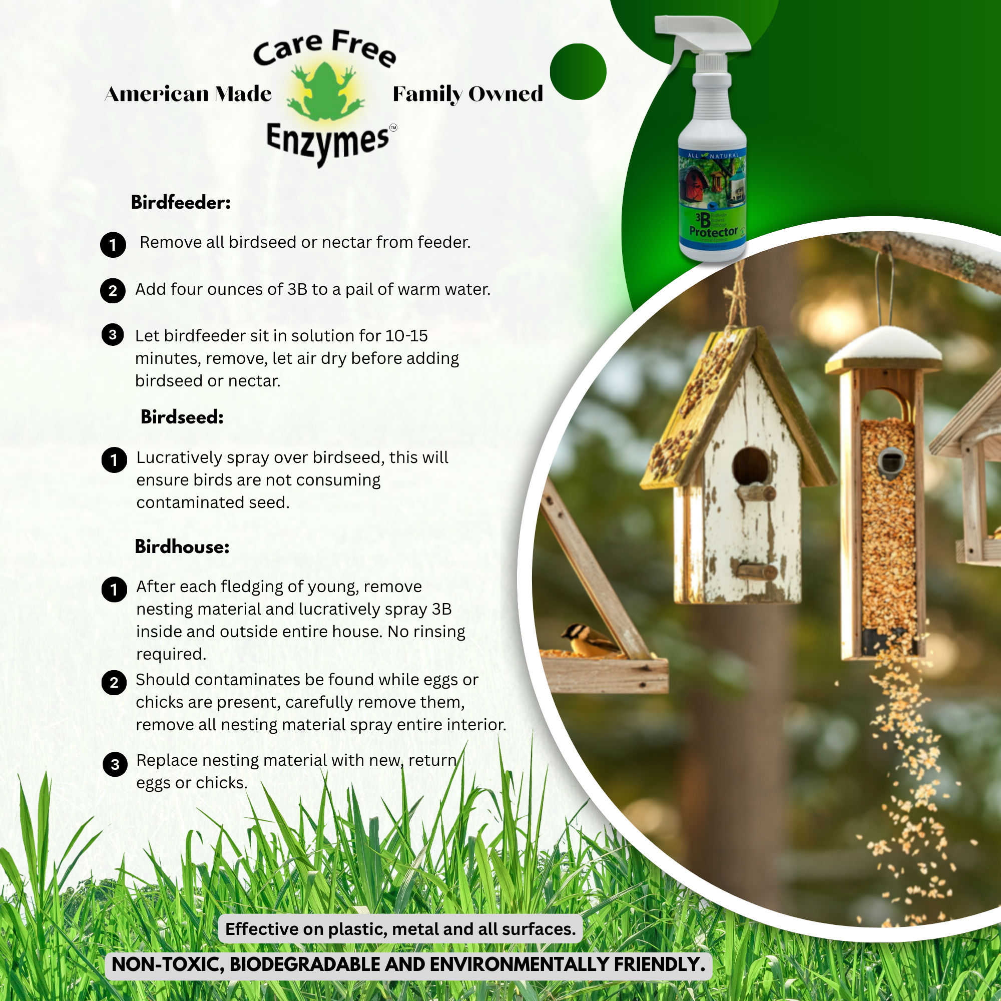 3-in-1 Bird Feeder, Seed & House Protector Spray | 3B Protector | 16 oz