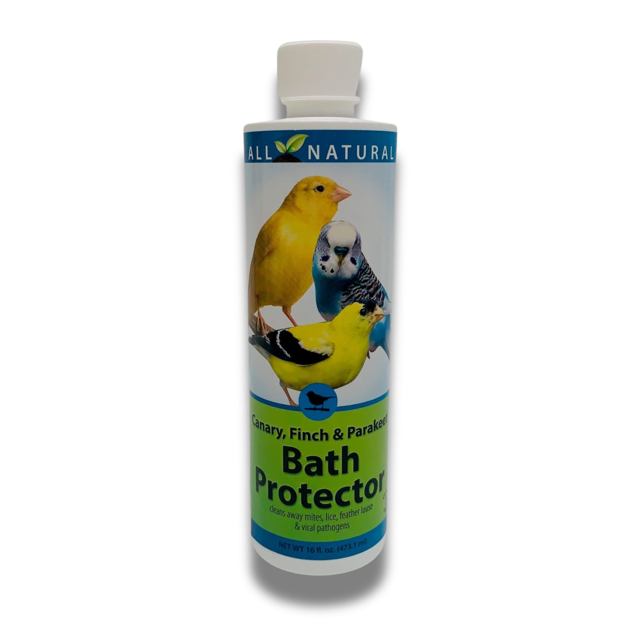 Pet Bird Bath Water Protector | For Canaries, Finches & Parakeets | 16 oz & 33.9 oz