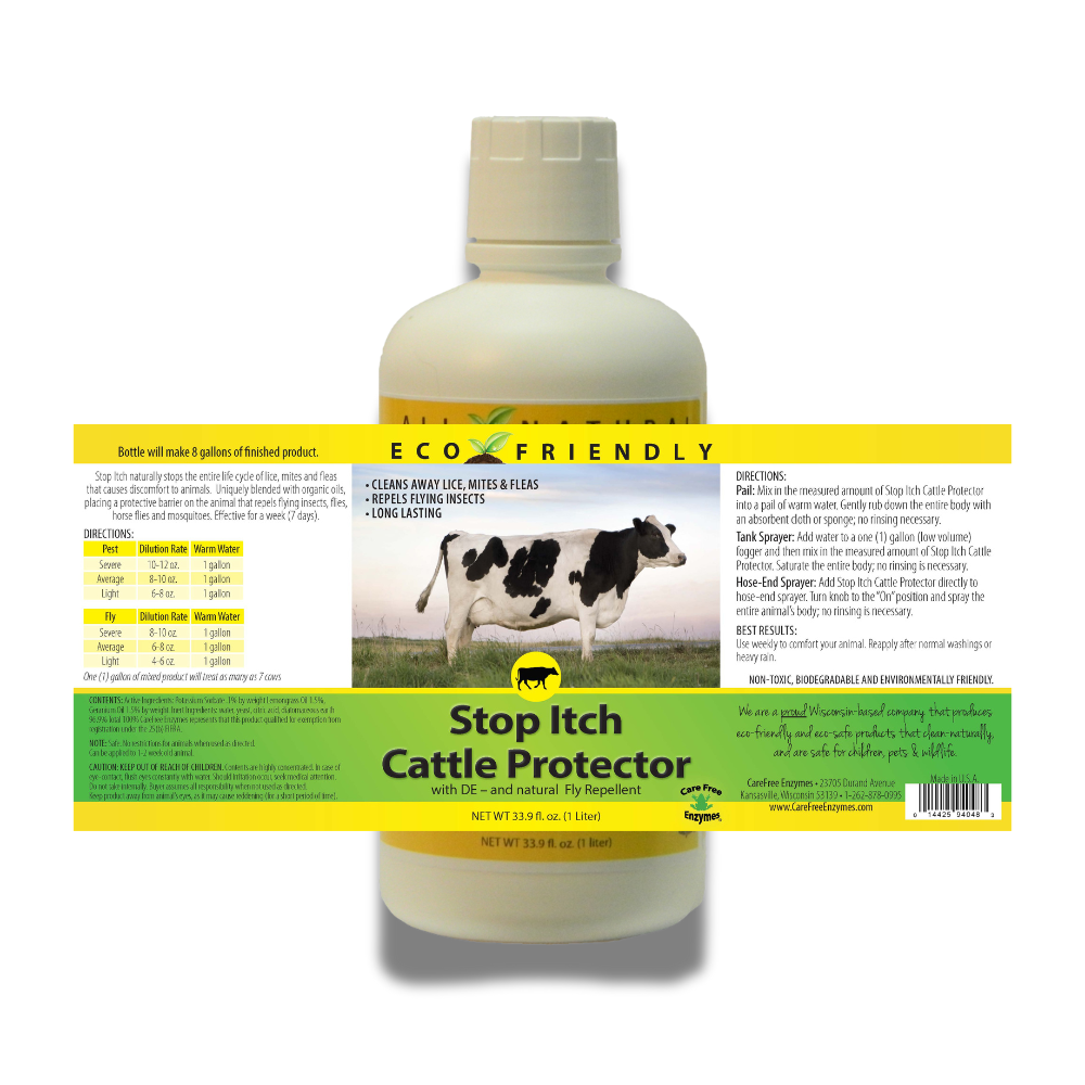 Natural Itch Relief Spray for Cattle | Soothes Bites & Skin Irritations | Stop Itch Cattle Protector | 33.9 oz