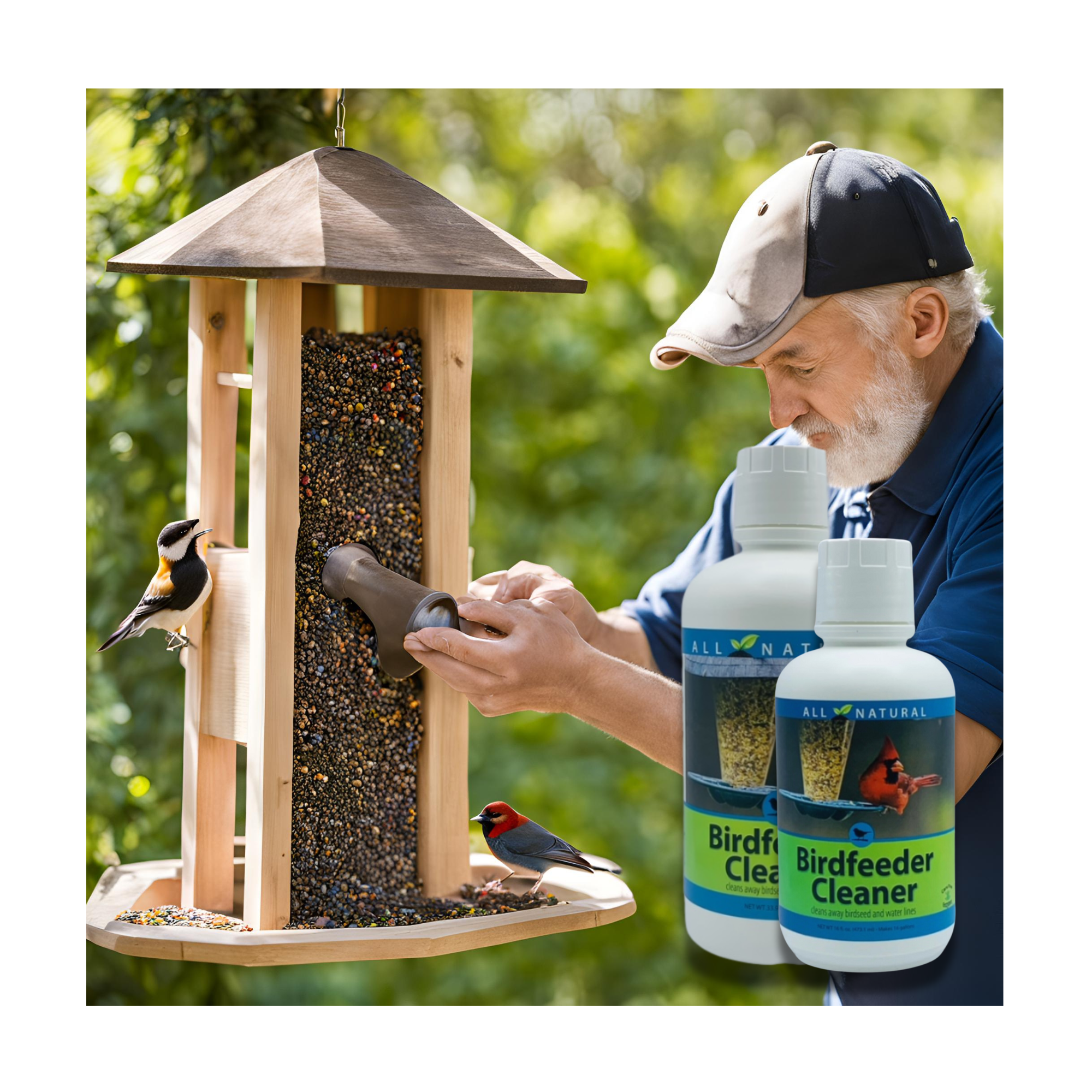 All-Natural Bird Feeder Cleaner & Protector | CareFree Enzymes Birdfeeder Cleaner | 16 oz & 33.9 oz