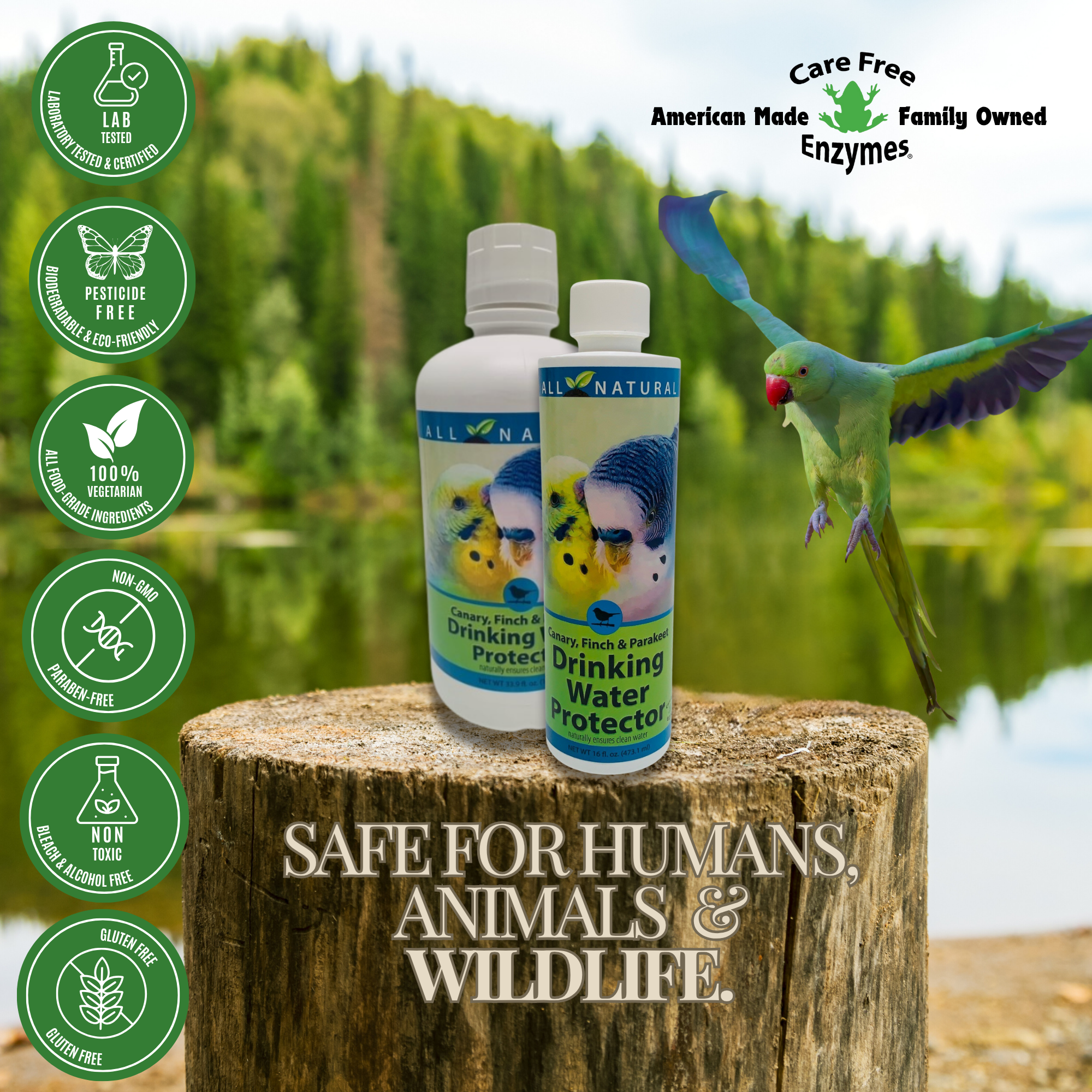 Pet Bird Drinking Water Protector | Keeps Water Fresh & Slime-Free | 16 oz & 33.9 oz