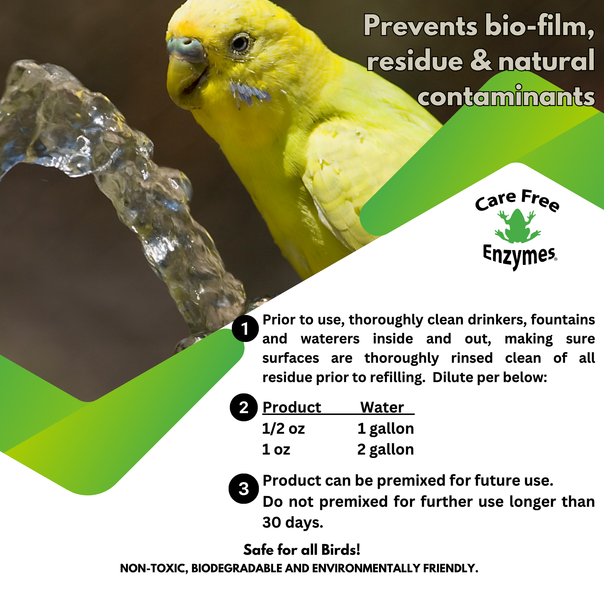 Pet Bird Drinking Water Protector | Keeps Water Fresh & Slime-Free | 16 oz & 33.9 oz