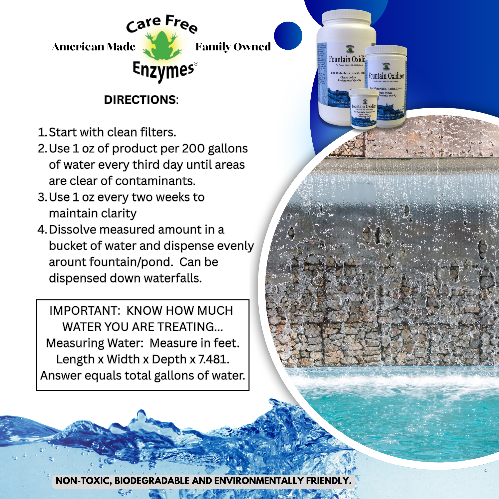 Fountain Oxidizer & Cleaner | Removes Algae, Stains & Debris | 1 lb, 2 lb & 5 lb