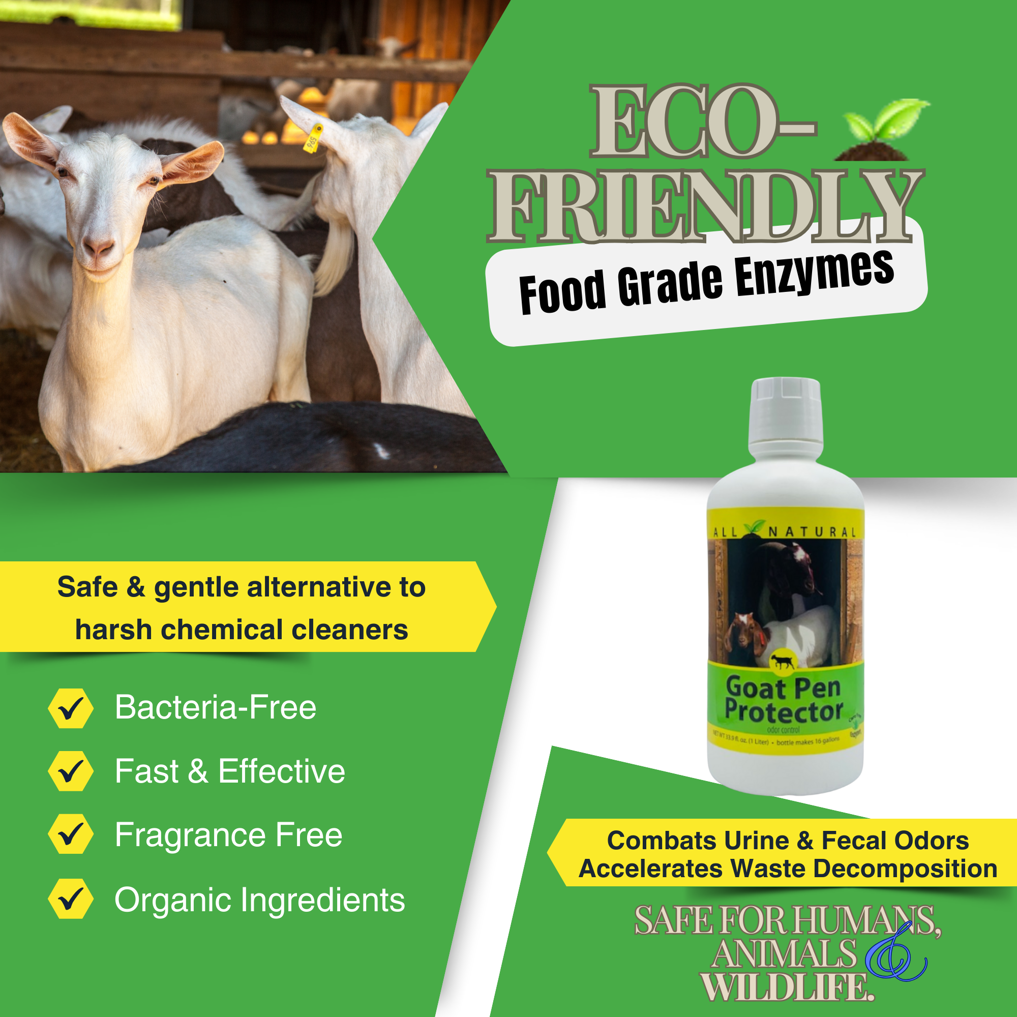 Goat Pen & Bedding Deodorizer | Natural Ammonia Control | Goat Pen Protector | 33.9 oz