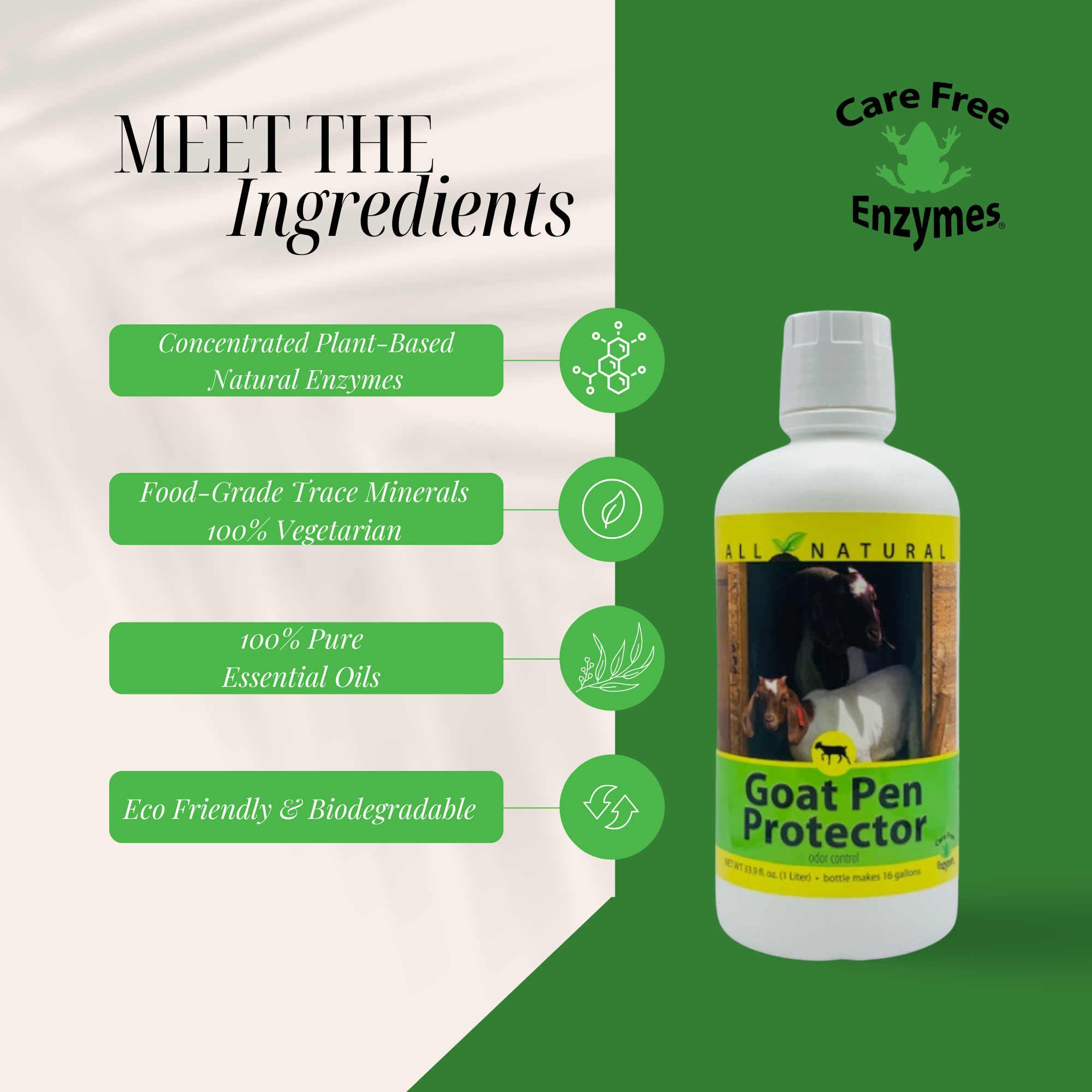 Goat Pen & Bedding Deodorizer | Natural Ammonia Control | Goat Pen Protector | 33.9 oz