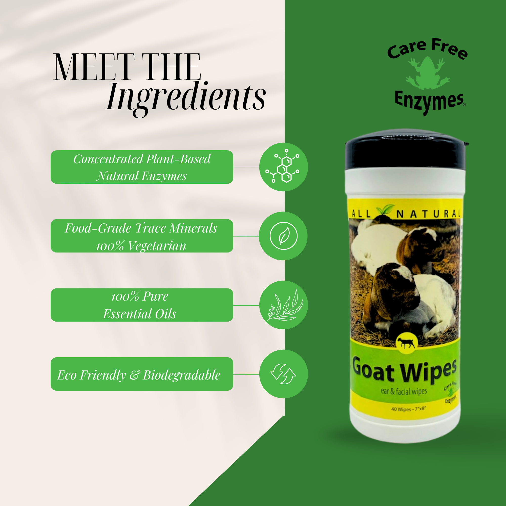 All-Purpose Goat Cleaning Wipes for Face & Body | Gentle Goat Wipes | 40 Count