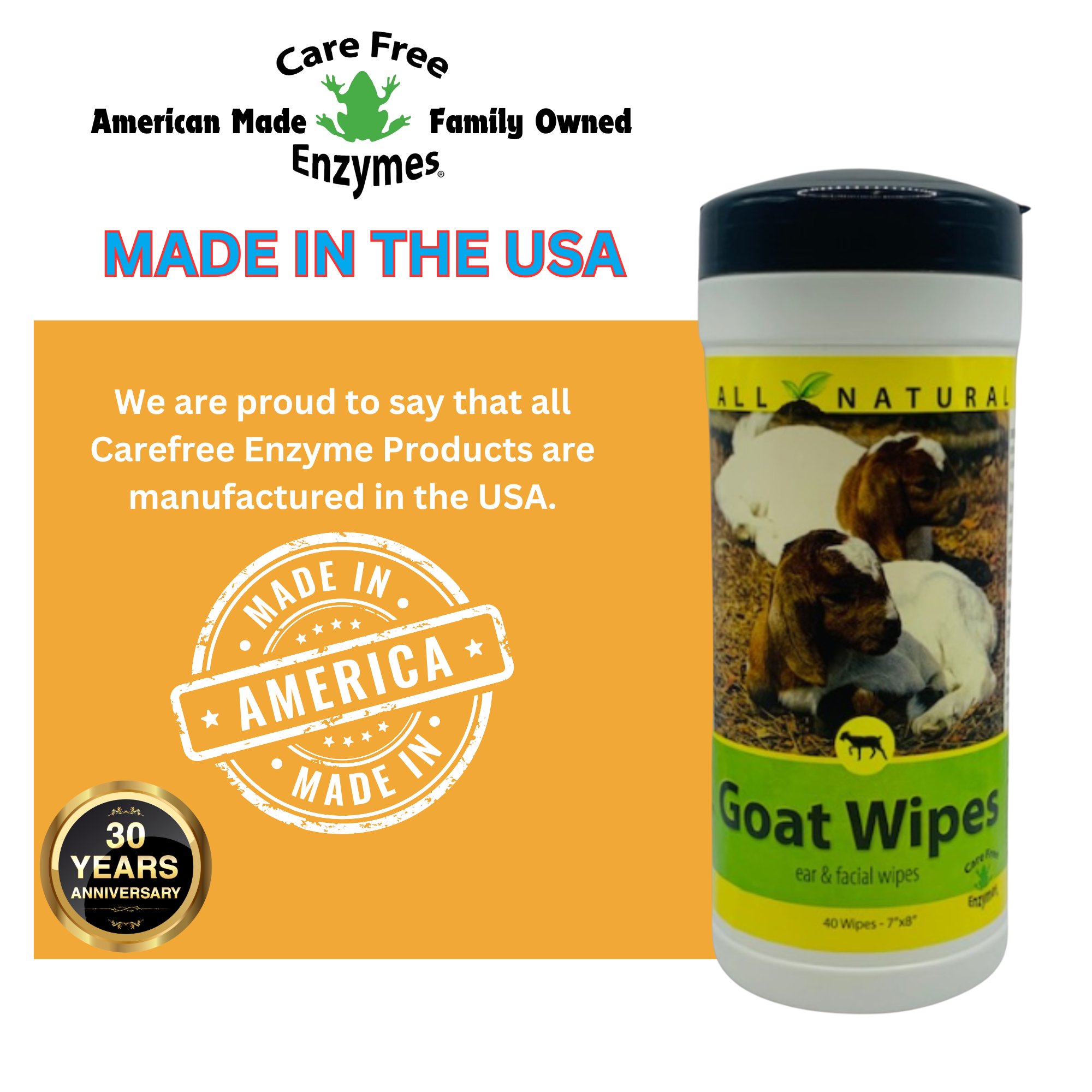 All-Purpose Goat Cleaning Wipes for Face & Body | Gentle Goat Wipes | 40 Count