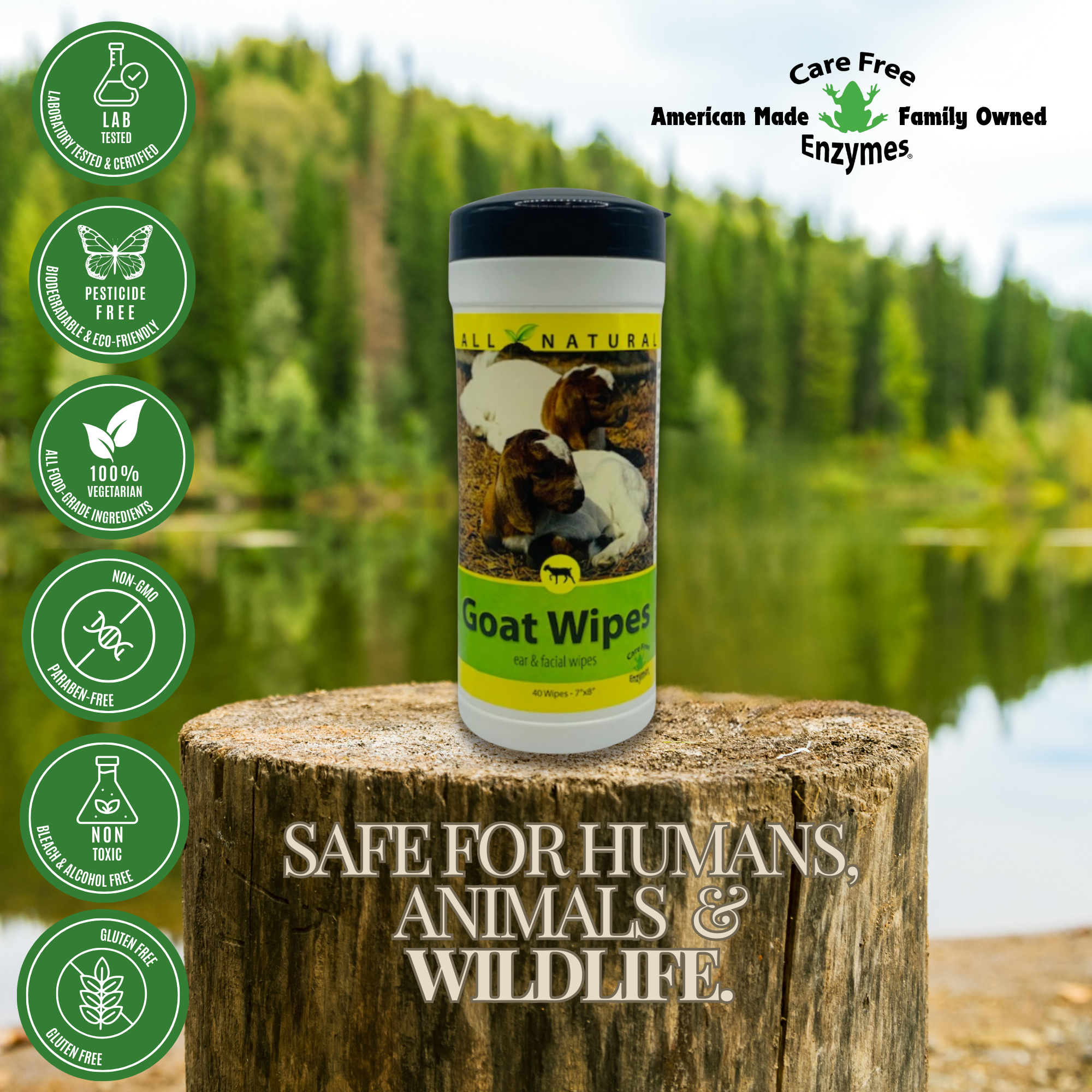 All-Purpose Goat Cleaning Wipes for Face & Body | Gentle Goat Wipes | 40 Count