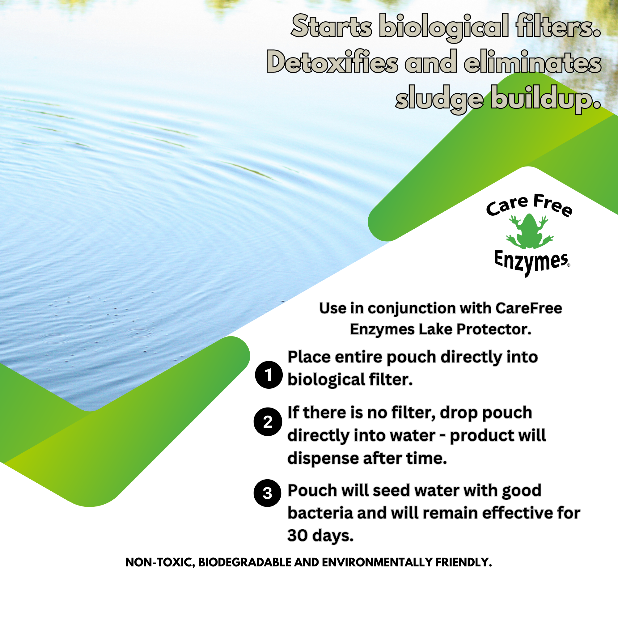 Beneficial Bacteria for Large Ponds & Lakes | Reduces Muck & Sludge | Lake Builder Booster Pouch | 4 oz & 8 oz