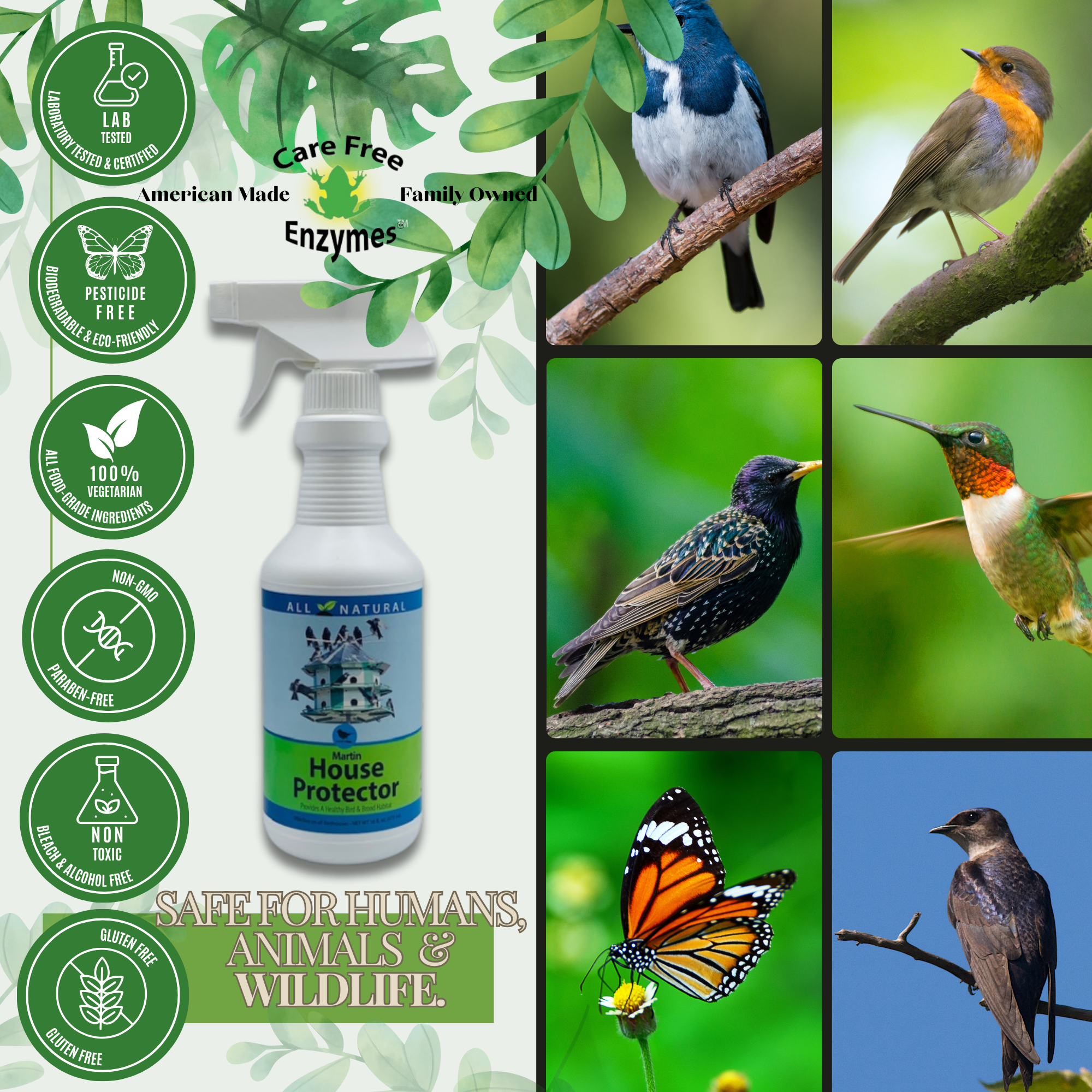 Natural Purple Martin House Protector Spray | Deters Mites & Parasites | 16 oz