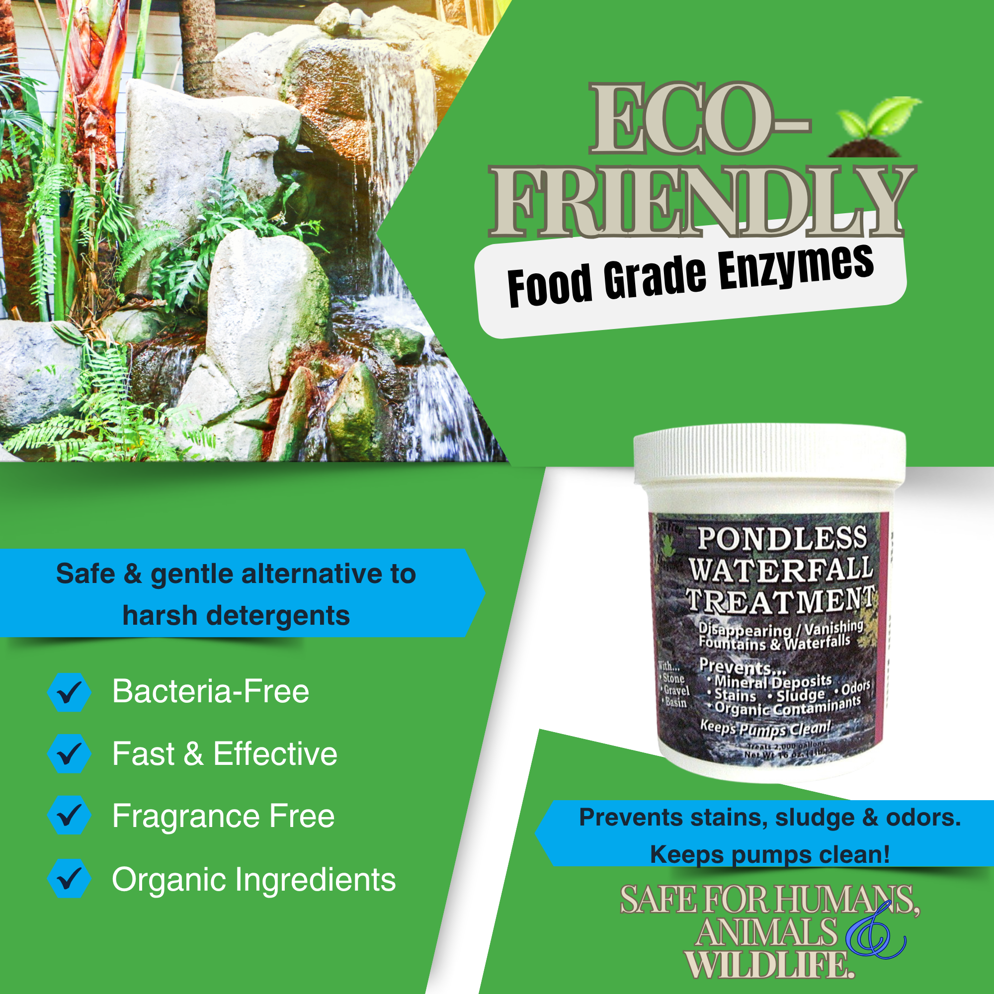 Pondless Waterfall & Stream Cleaner | Removes Algae & Stains from Rocks | 1 lb