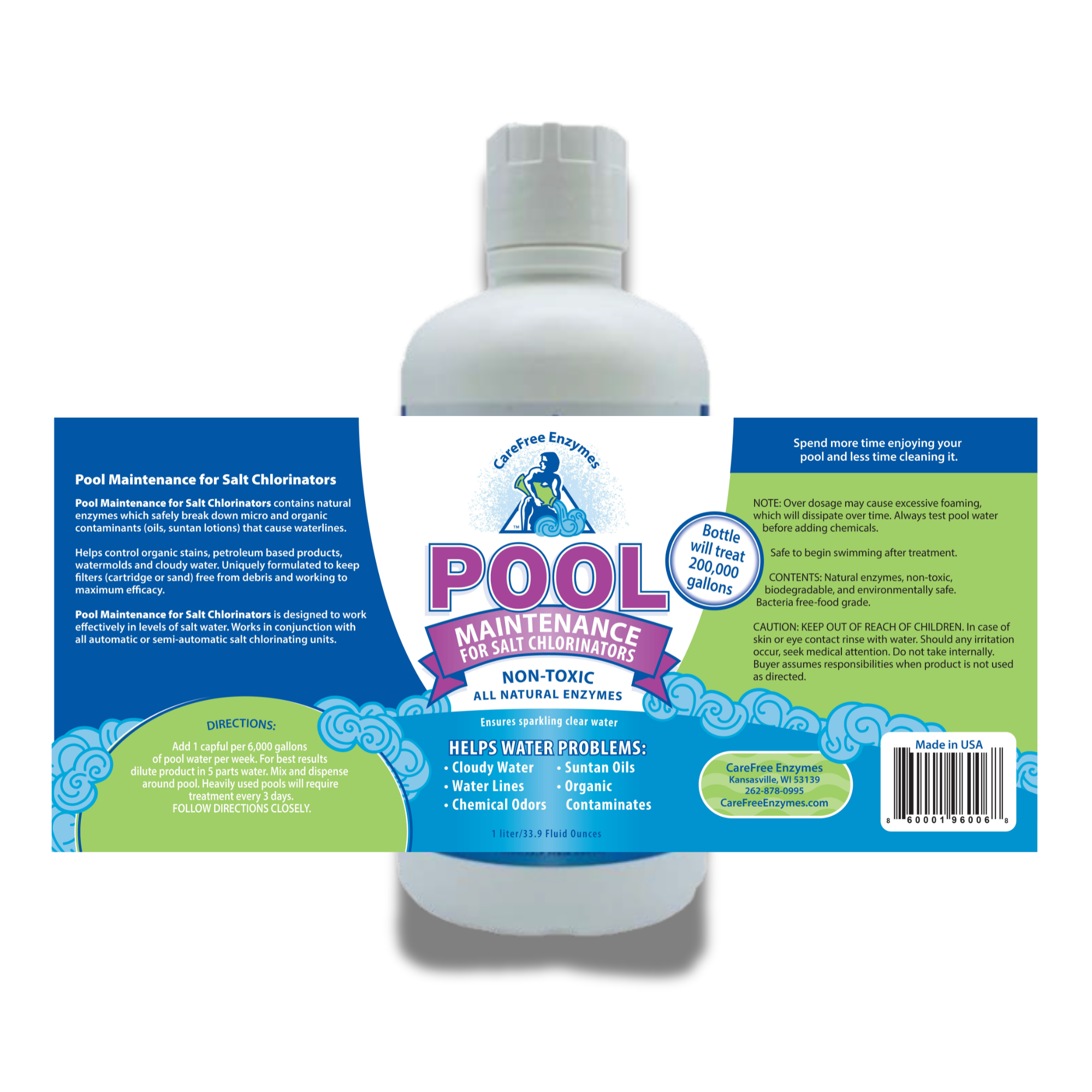 Weekly Enzyme Treatment for Salt Water Pools | Protects Salt Cell | Pool Maintenance for Salt Chlorinators | 33.9 oz