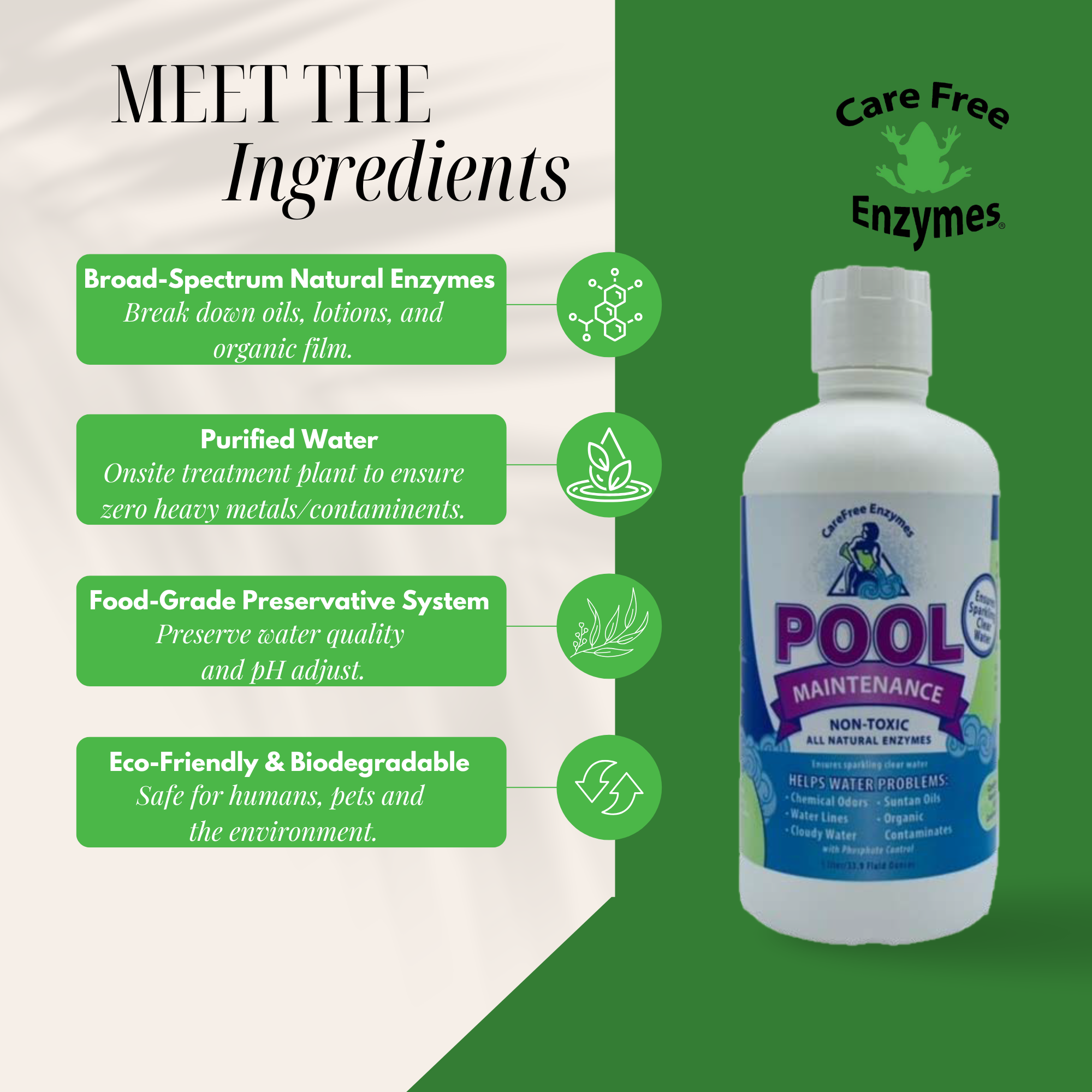 Weekly Enzyme Pool Maintenance & Clarifier | Reduces Scum, Oils & Odors | 16 oz & 33.9 oz & 1 Liter Concentrate