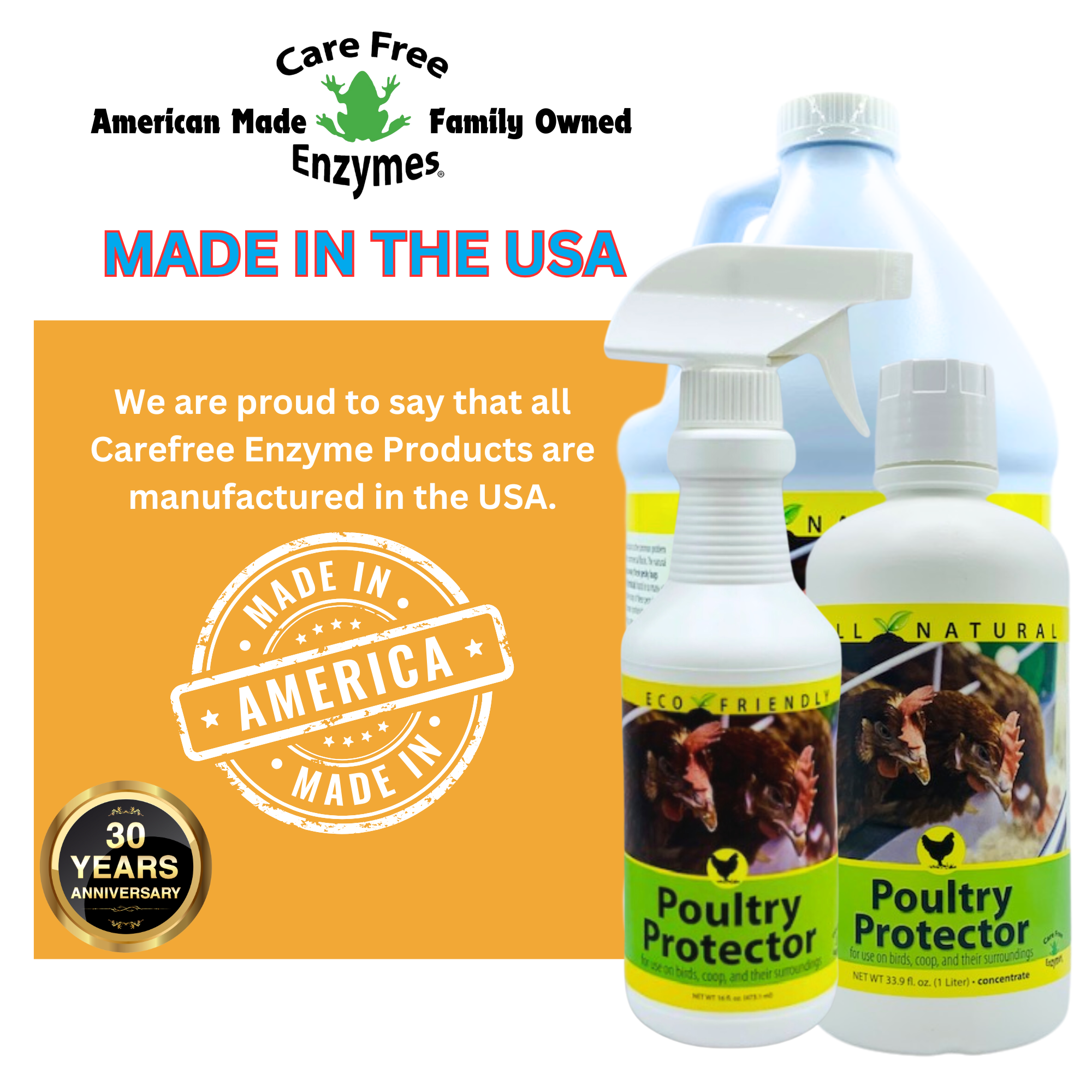 Natural Mite & Parasite Spray for Chickens | Poultry Protector | 16 oz, 33.9 oz & 1 Gallon