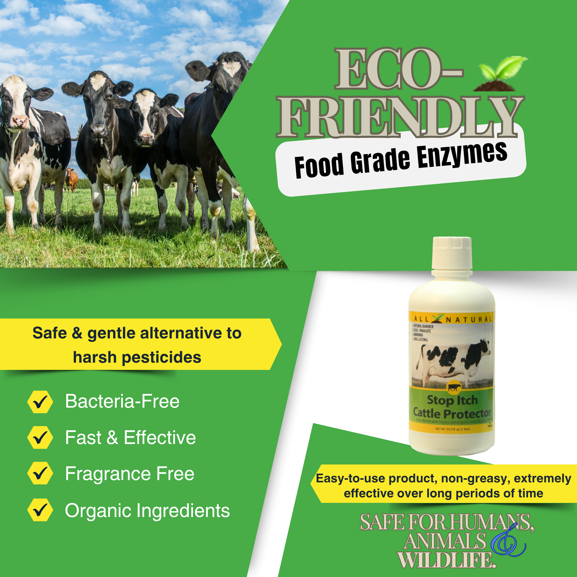 Natural Itch Relief Spray for Cattle | Soothes Bites & Skin Irritations | Stop Itch Cattle Protector | 33.9 oz