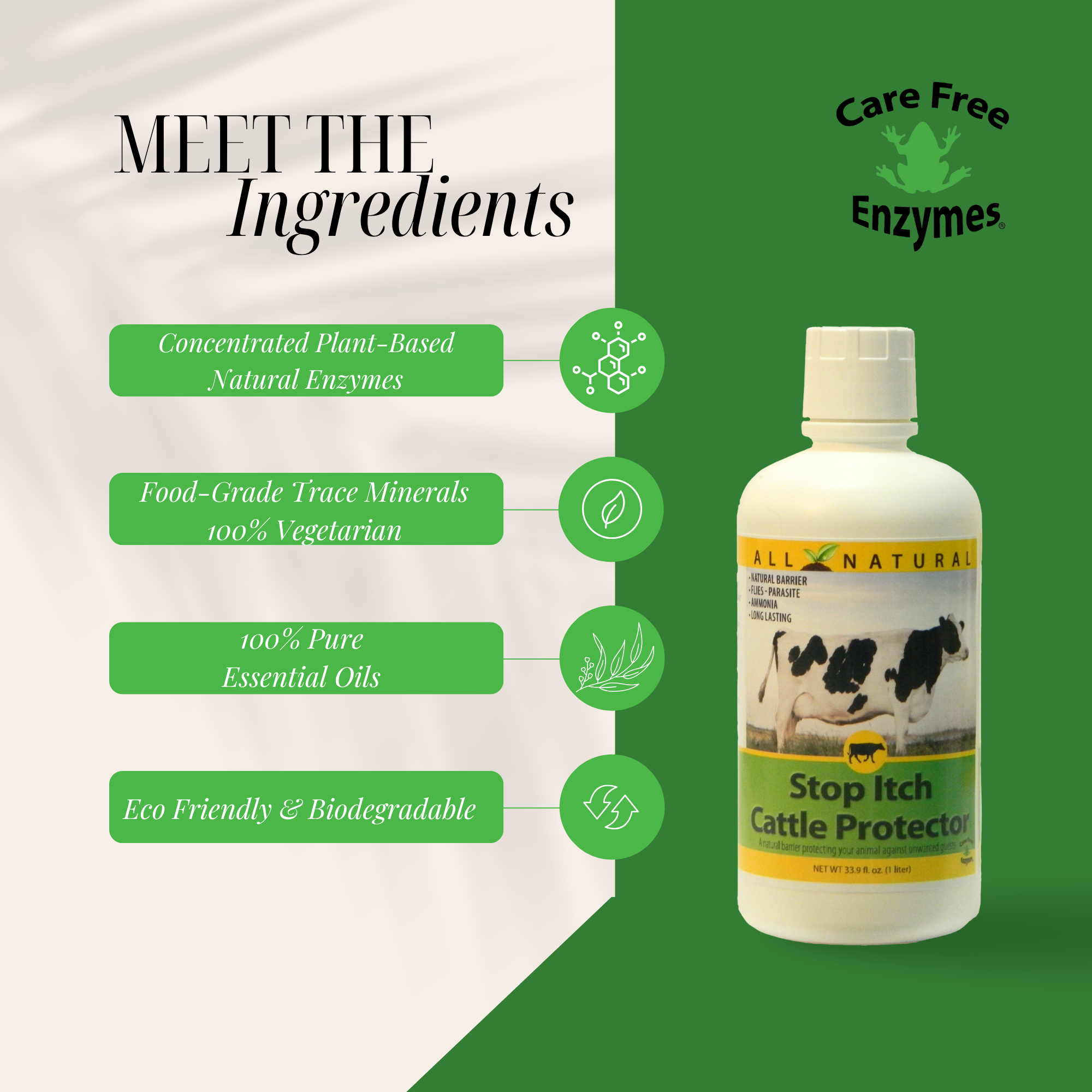 Natural Itch Relief Spray for Cattle | Soothes Bites & Skin Irritations | Stop Itch Cattle Protector | 33.9 oz