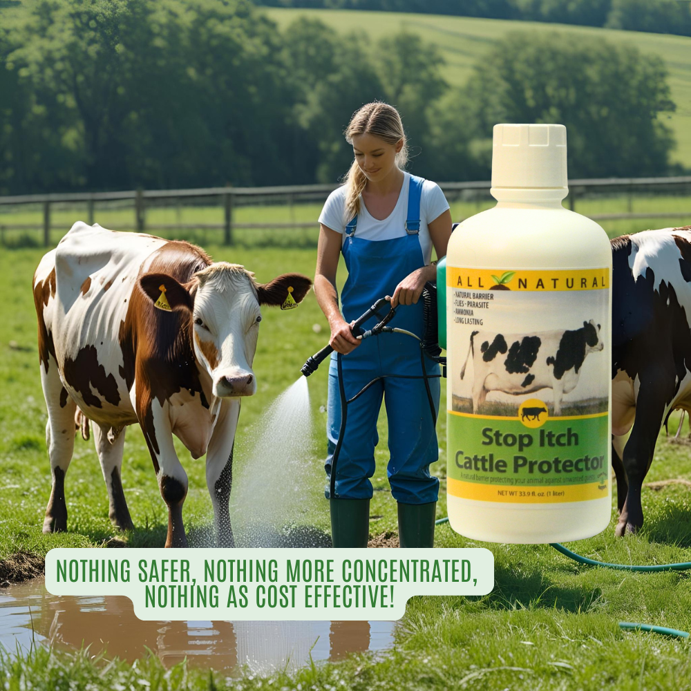 Natural Itch Relief Spray for Cattle | Soothes Bites & Skin Irritations | Stop Itch Cattle Protector | 33.9 oz