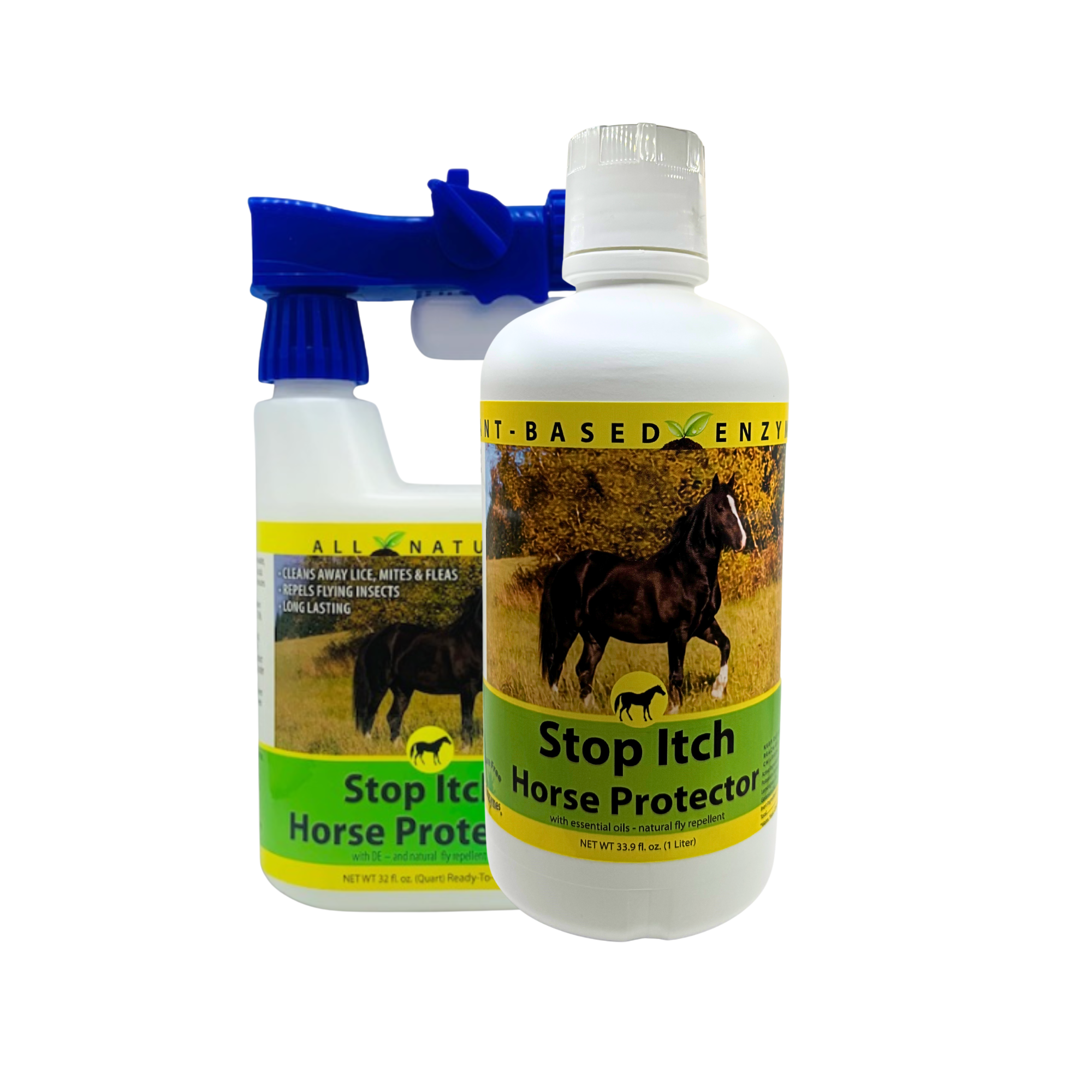 Natural Enzyme Spray for Horses | Stop Itch Horse Protector | Insect Deterrent | 32 oz, 33.9 oz & 1 Gallon