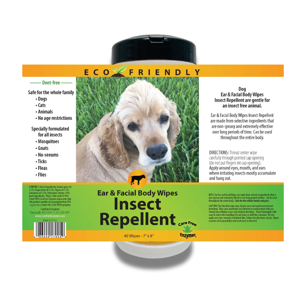 Natural Flea & Tick Repellent Wipes for Dogs | Dog Insect Wipes | 40 Count