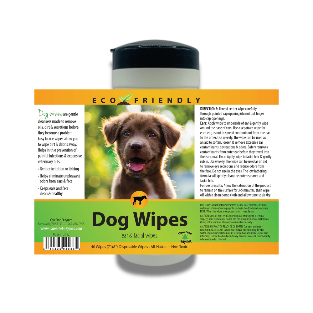 Gentle Dog Ear & Face Wipes | Removes Tear Stains, Wax & Dirt | 40 Count