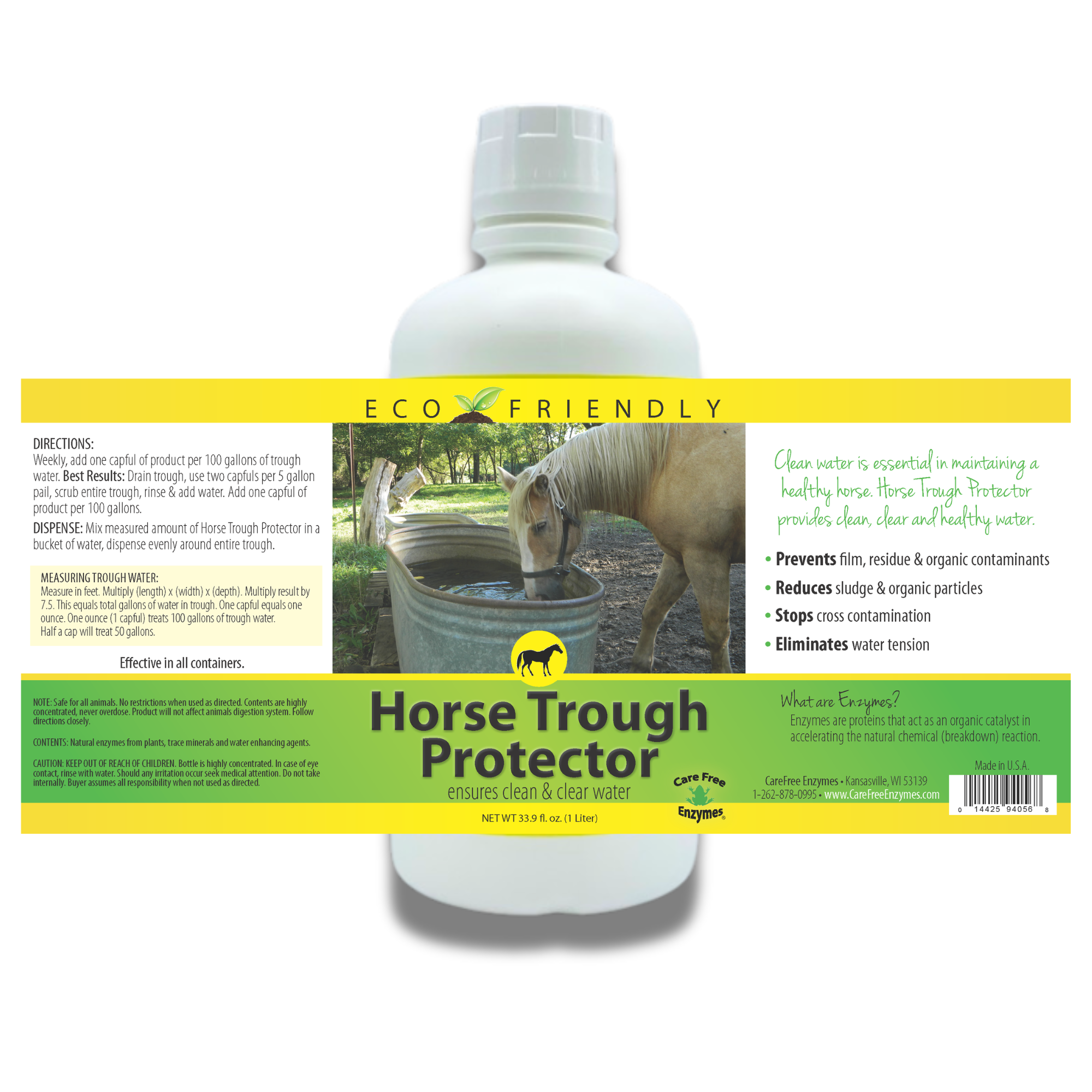 Natural Horse Water Trough Cleaner | Prevents Algae & Slime Buildup | Horse Trough Protector | 33.9 oz