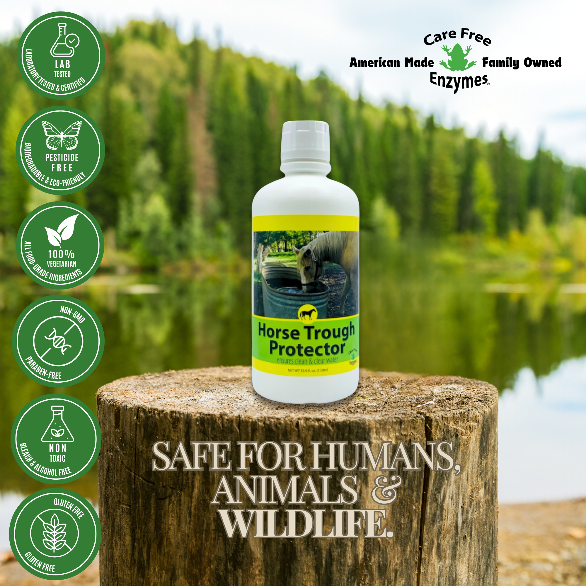 Natural Horse Water Trough Cleaner | Prevents Algae & Slime Buildup | Horse Trough Protector | 33.9 oz