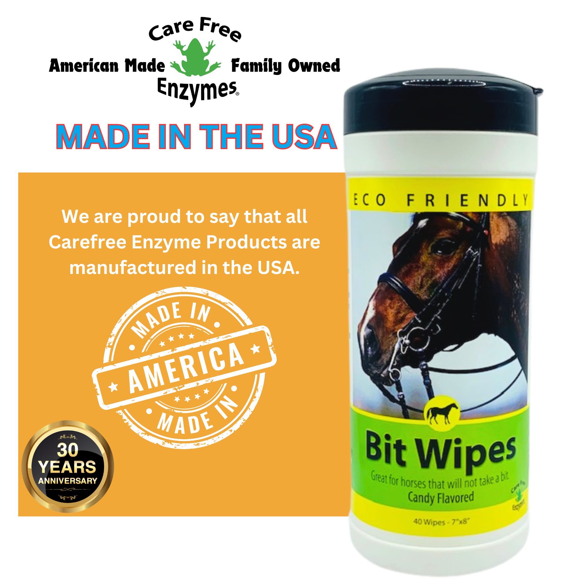 Natural Horse Bit Wipes with Peppermint Oil | Cleans & Polishes Bits | 40 Count