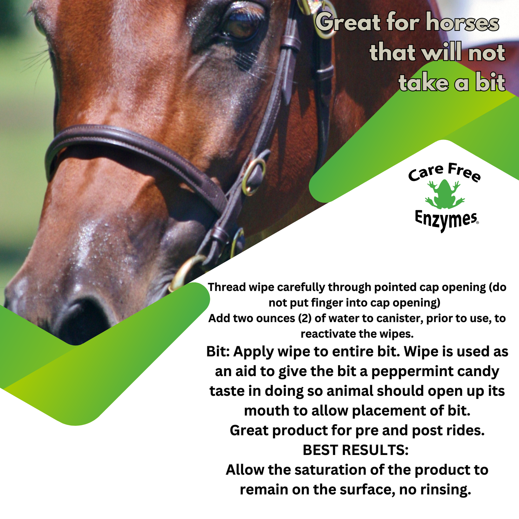 Natural Horse Bit Wipes with Peppermint Oil | Cleans & Polishes Bits | 40 Count