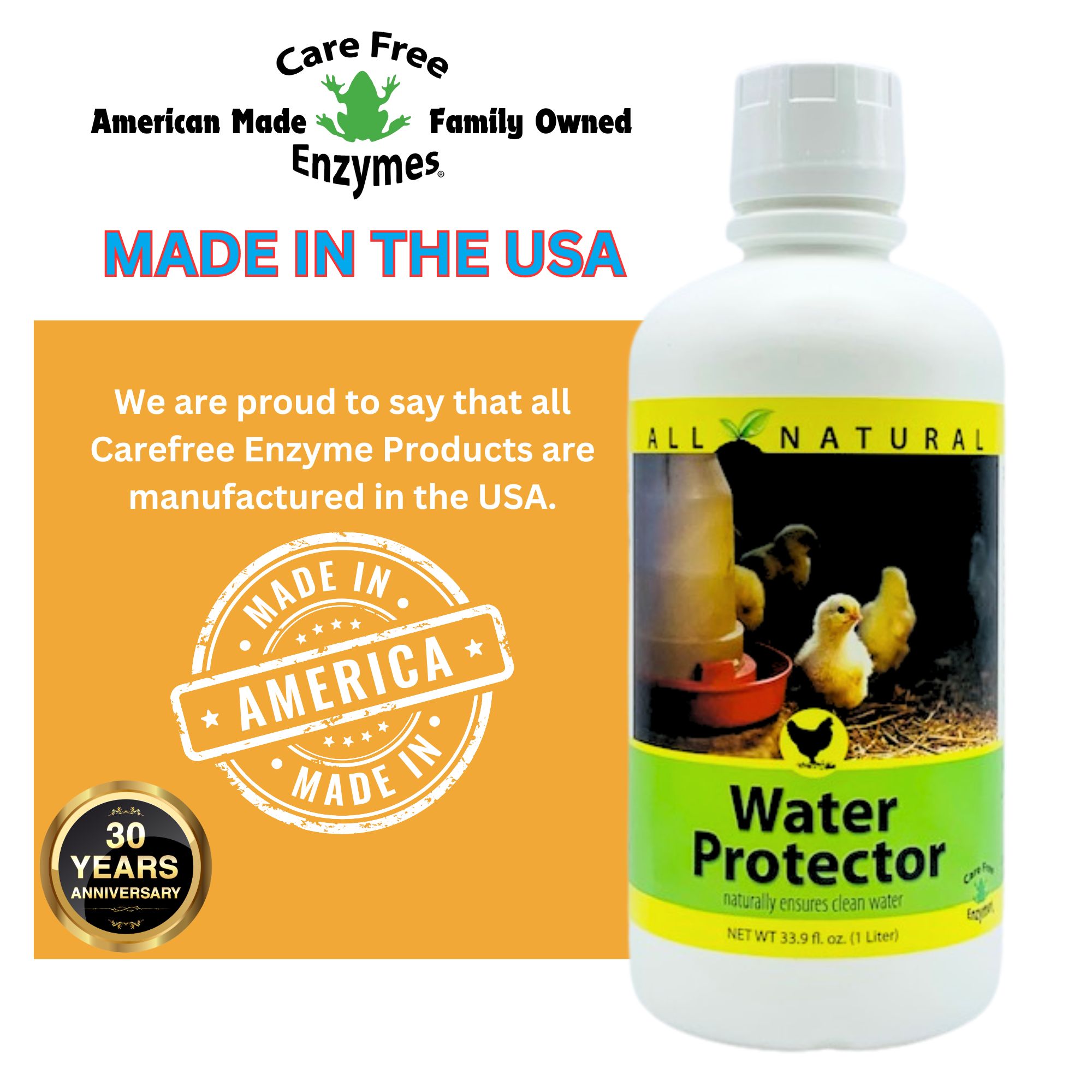 Natural Poultry Water Protector | Keeps Drinkers Clean & Slime-Free | 16 oz, 33.9 oz & 1 Gallon