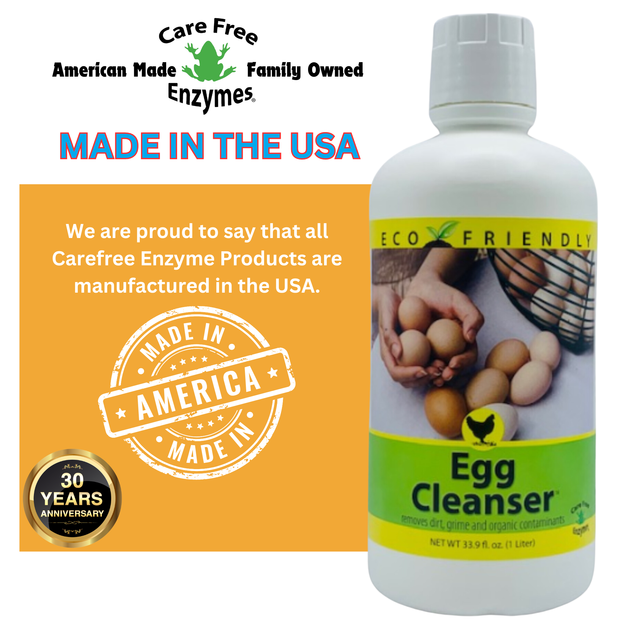 Natural Egg Cleanser & Wash | Removes Dirt & Contaminants Safely | 16 oz, 33.9 oz & 1 Gallon
