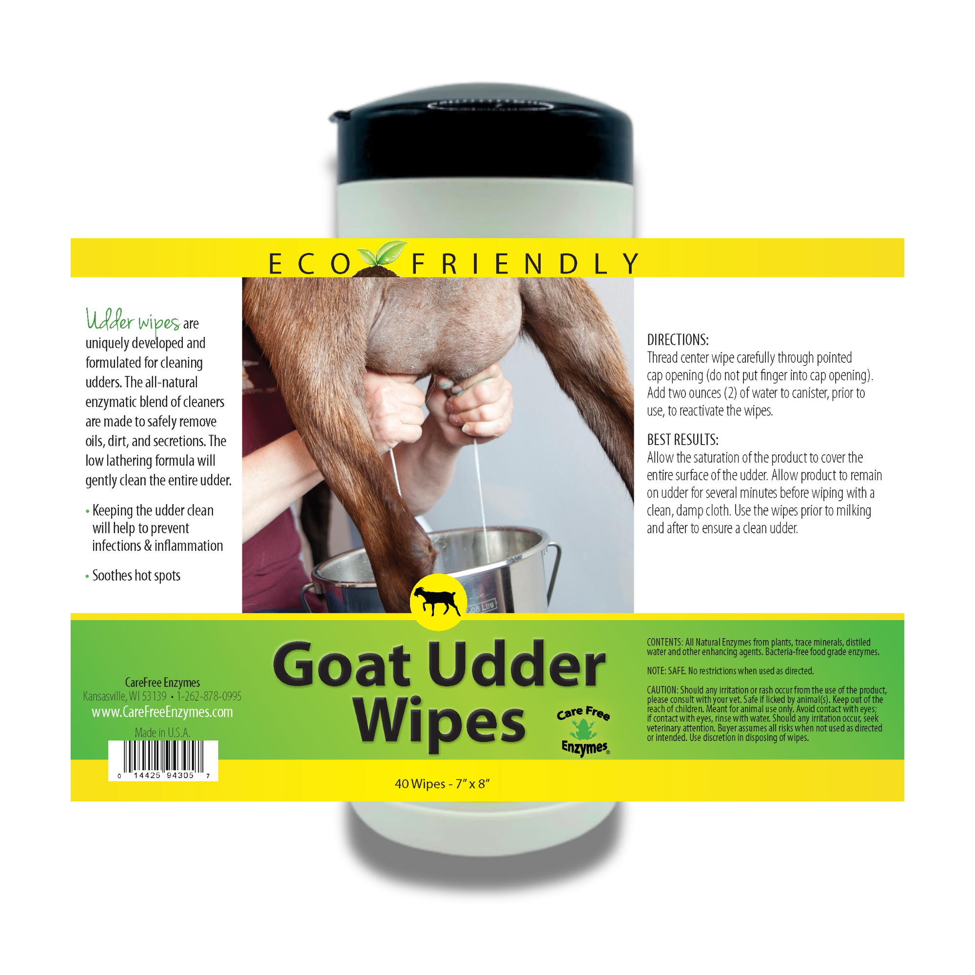 Gentle Goat Udder Wipes for Milking | Pre-Milking Udder Prep | 40 Count