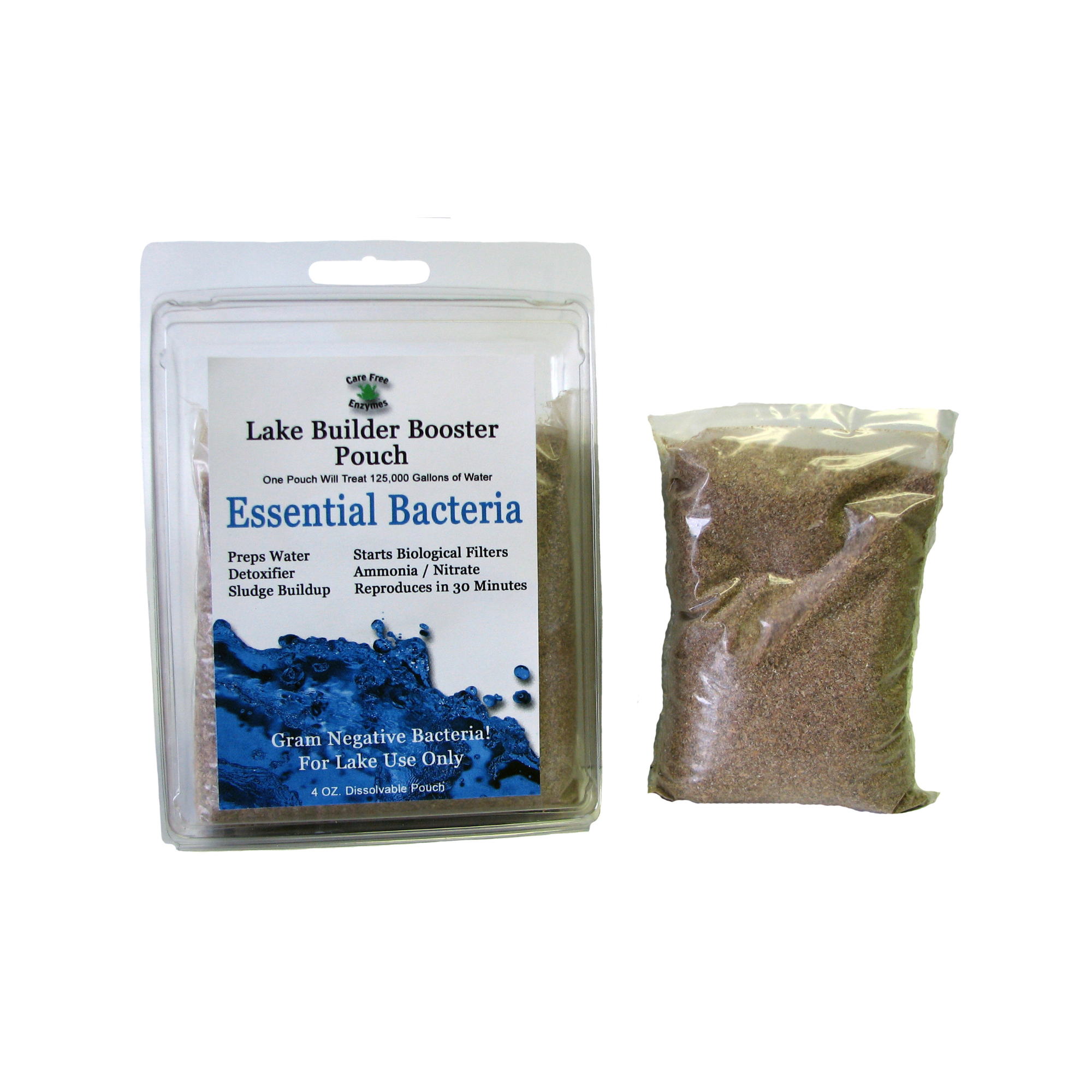 Beneficial Bacteria for Large Ponds & Lakes | Reduces Muck & Sludge | Lake Builder Booster Pouch | 4 oz & 8 oz