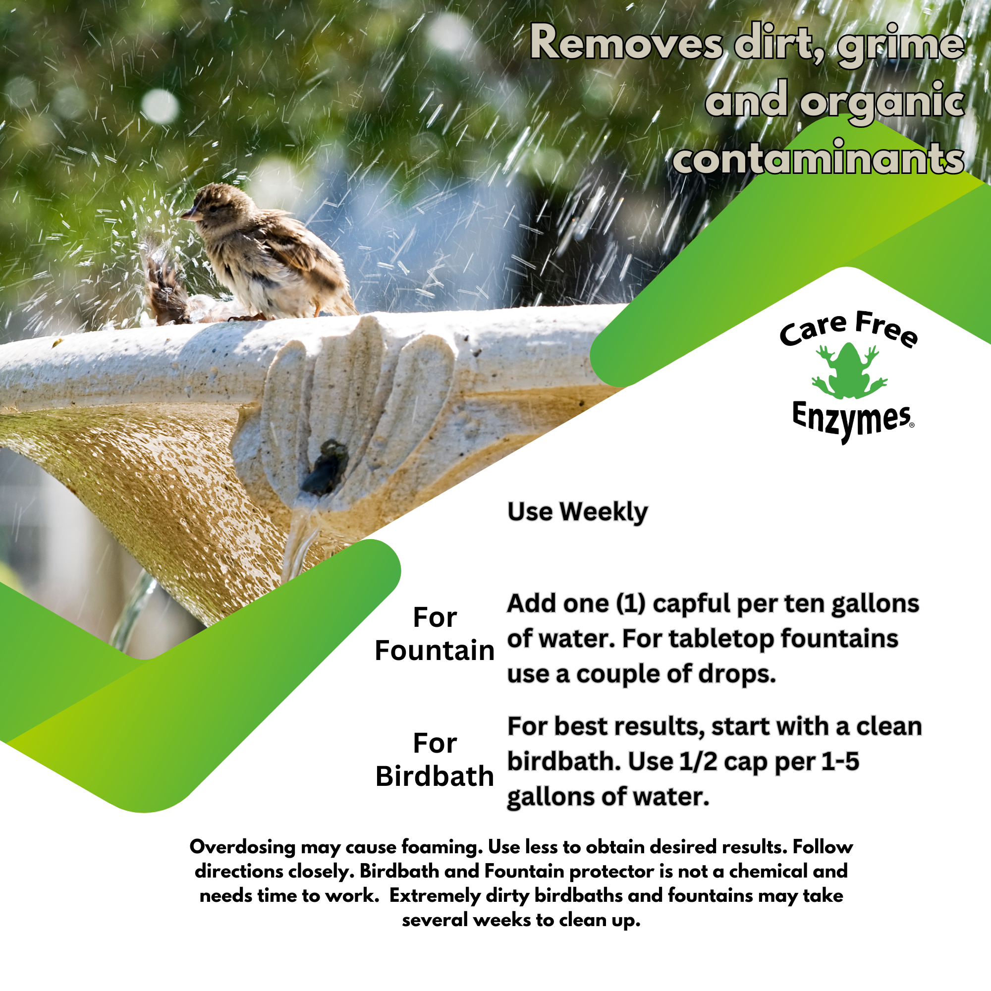 Natural Bird Bath & Fountain Protector | Keeps Water Clear & Slime-Free | 8 oz & 16 oz