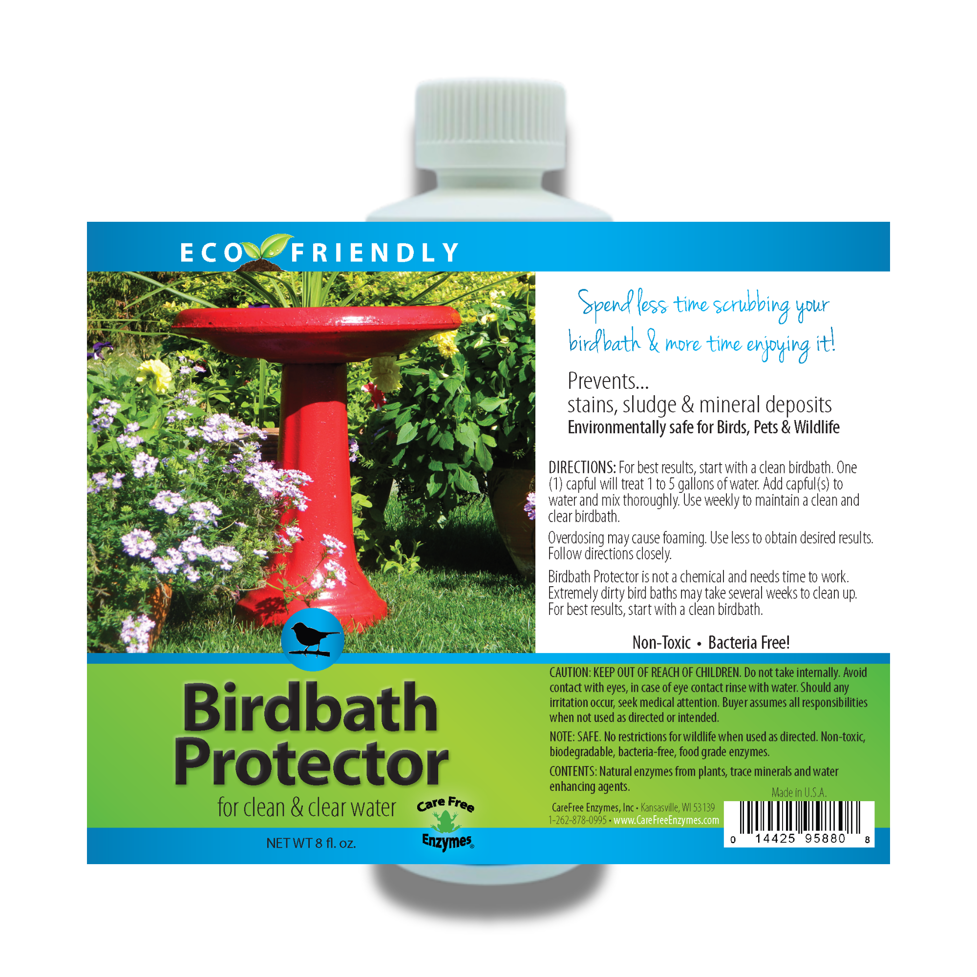 Natural Bird Bath Protector | Keeps Water Clean & Safe for Birds | 4 oz & 8 oz