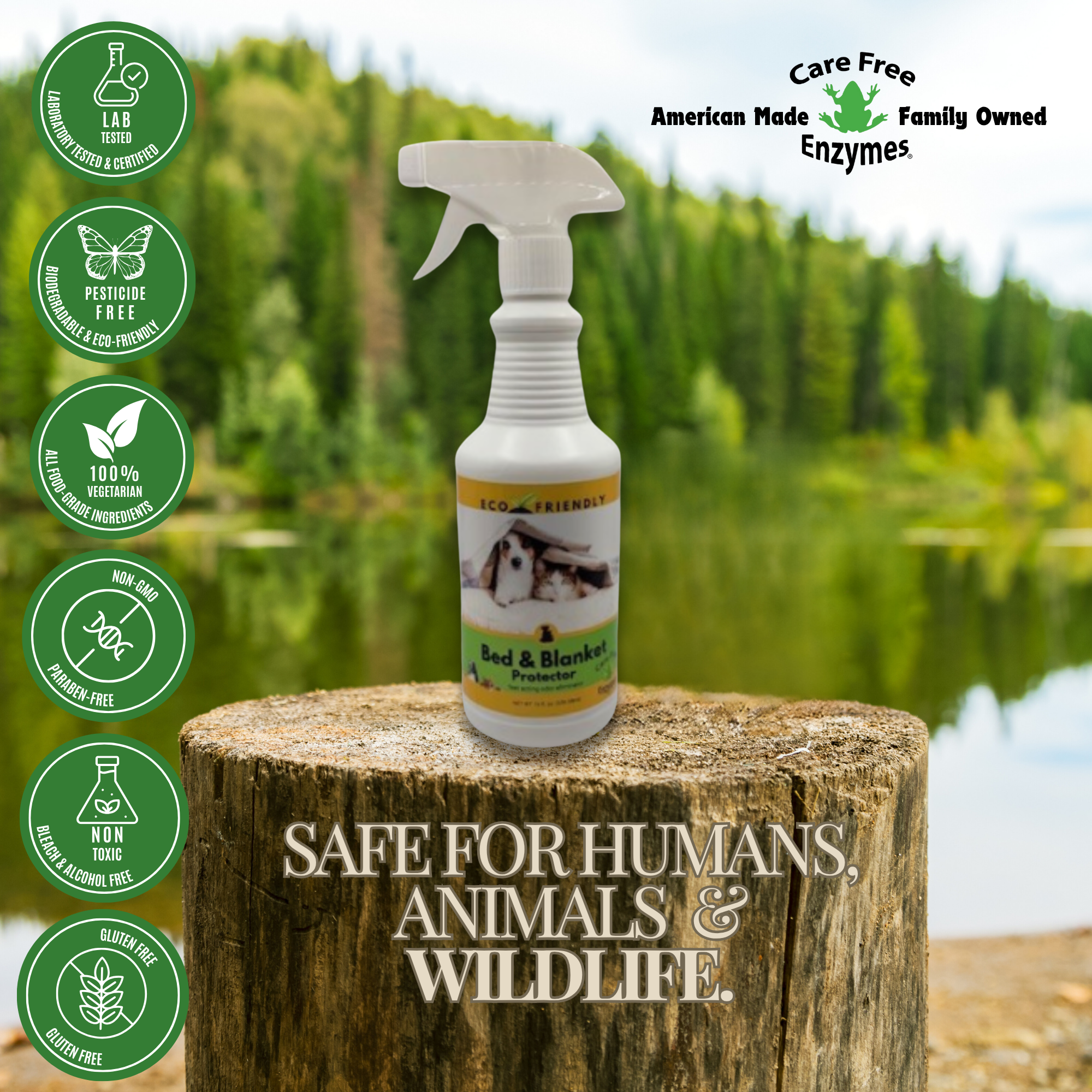 Pet Odor Eliminator for Beds & Fabrics | Bed & Blanket Protector Spray | 4 oz & 16 oz