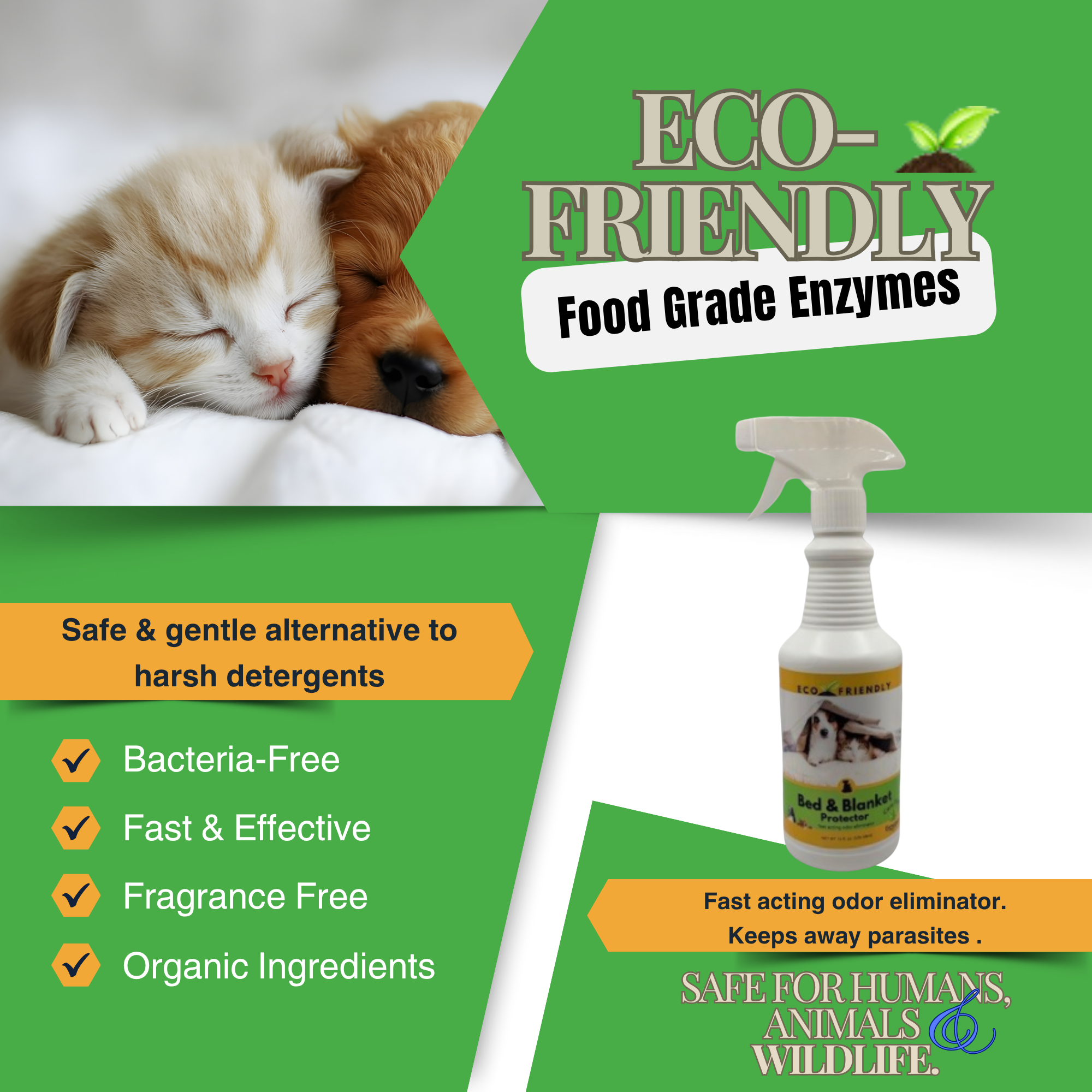 Pet Odor Eliminator for Beds & Fabrics | Bed & Blanket Protector Spray | 4 oz & 16 oz