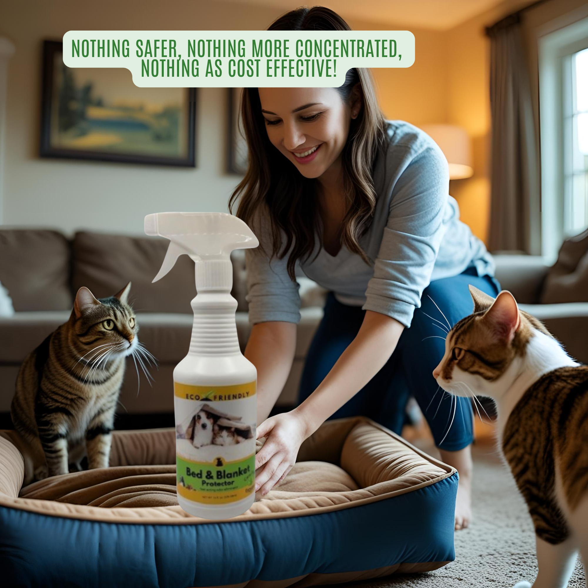 Pet Odor Eliminator for Beds & Fabrics | Bed & Blanket Protector Spray | 4 oz & 16 oz