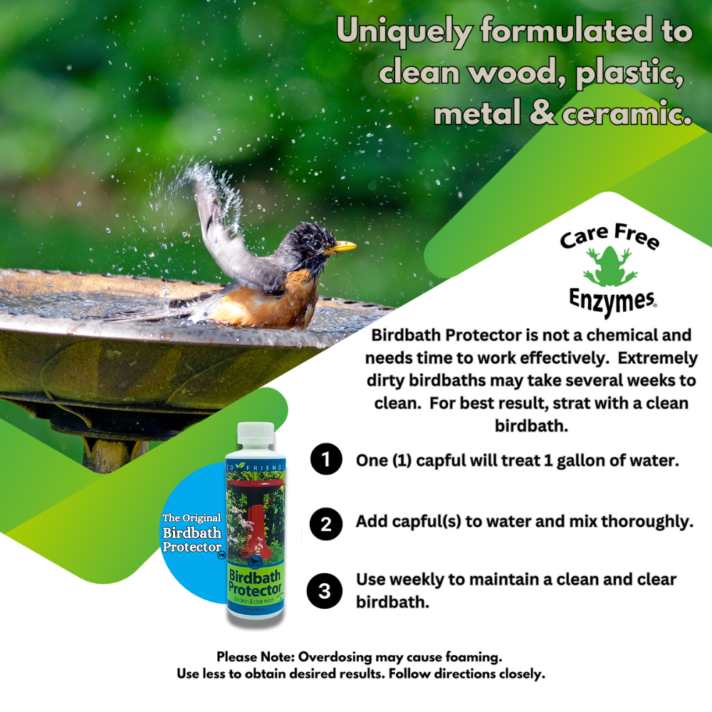 Natural Bird Bath Protector | Keeps Water Clean & Safe for Birds | 4 oz & 8 oz