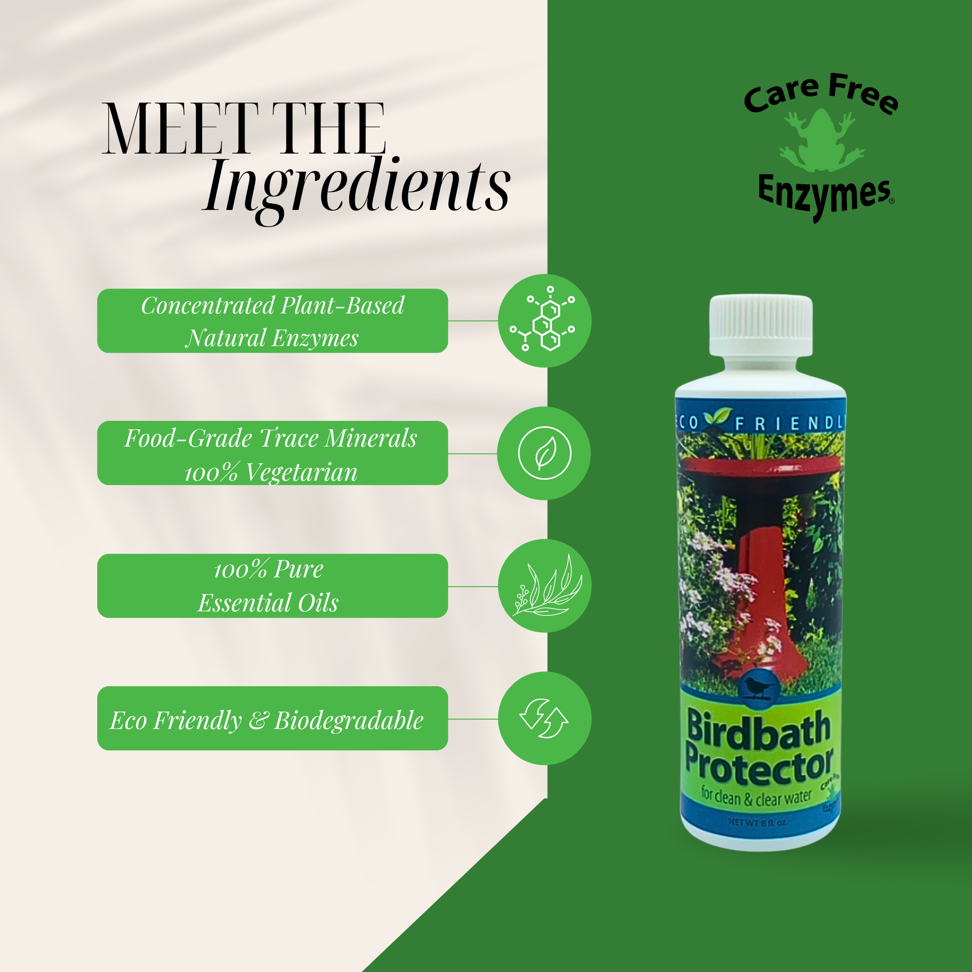 Natural Bird Bath Protector | Keeps Water Clean & Safe for Birds | 4 oz & 8 oz