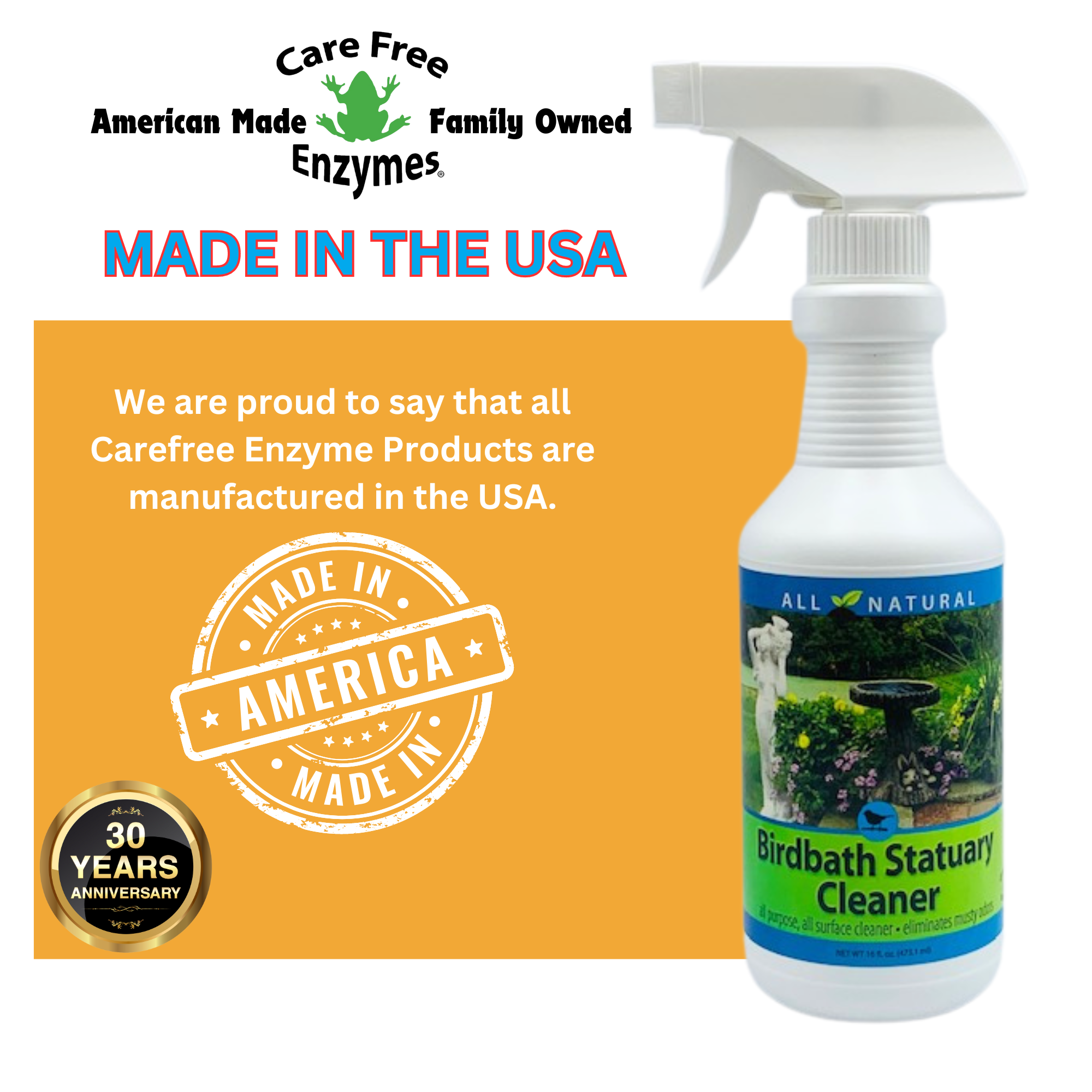 Outdoor Birdbath & Statuary Cleaner Spray | Removes Stains from Concrete, Stone & Resin | 16 oz
