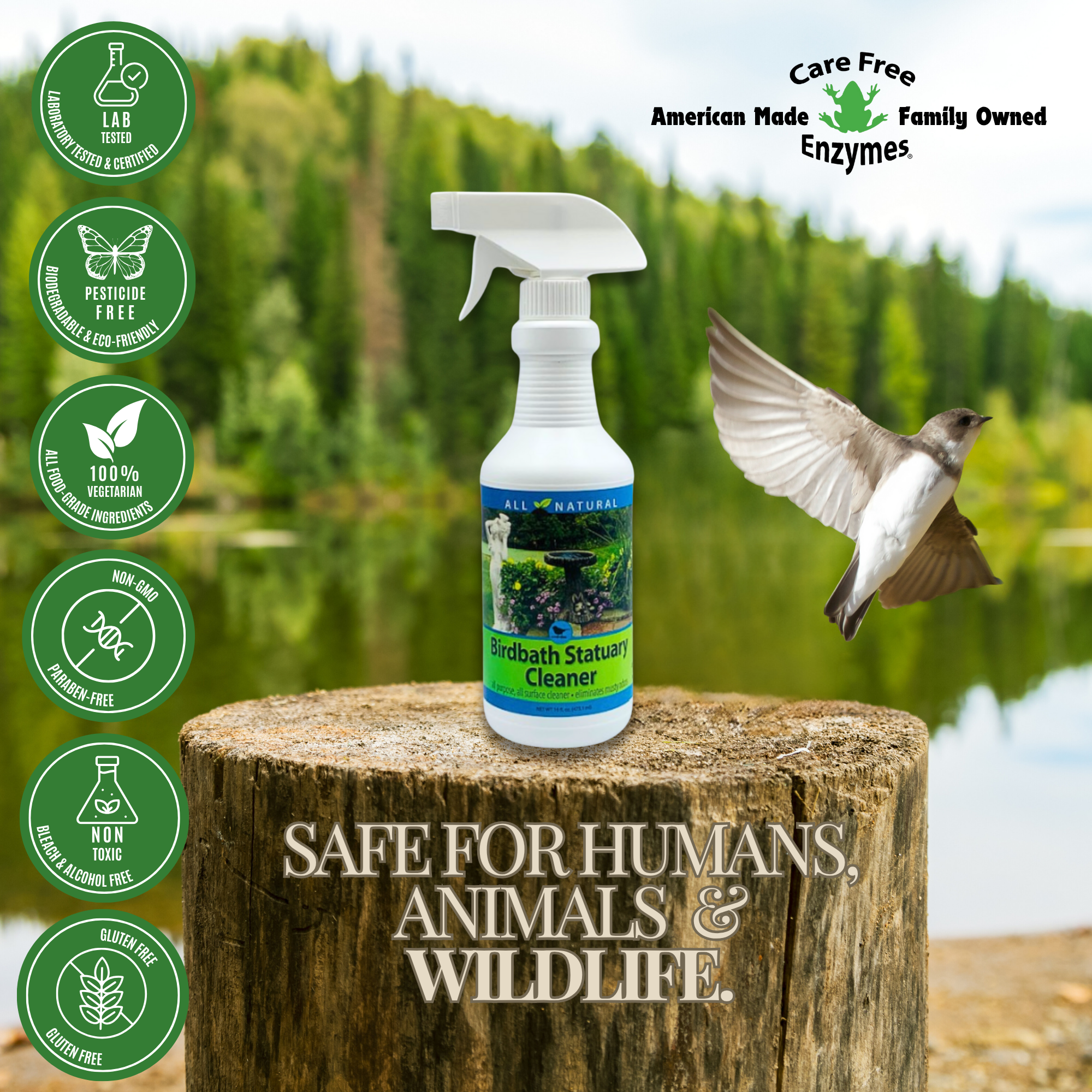 Outdoor Birdbath & Statuary Cleaner Spray | Removes Stains from Concrete, Stone & Resin | 16 oz