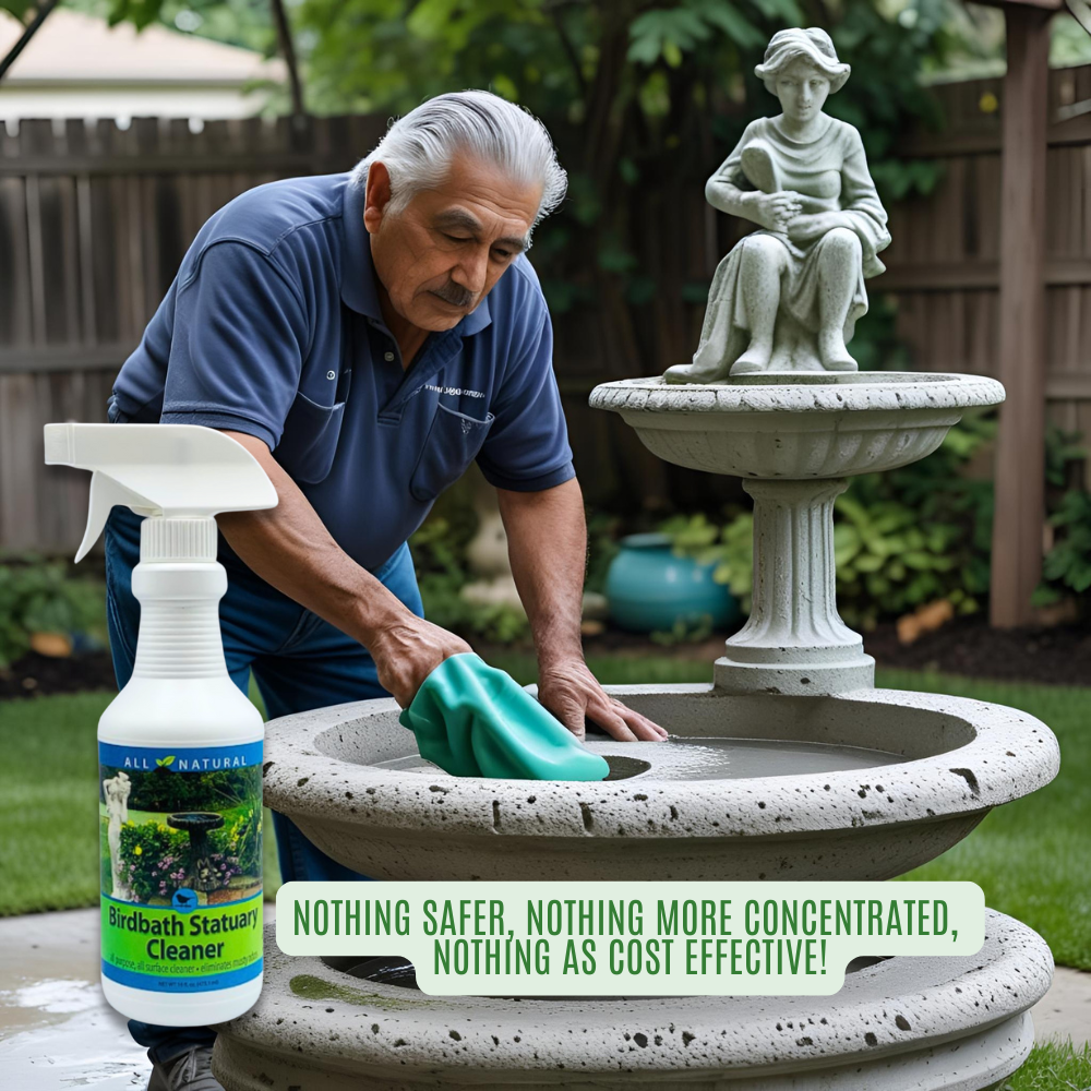 Outdoor Birdbath & Statuary Cleaner Spray | Removes Stains from Concrete, Stone & Resin | 16 oz