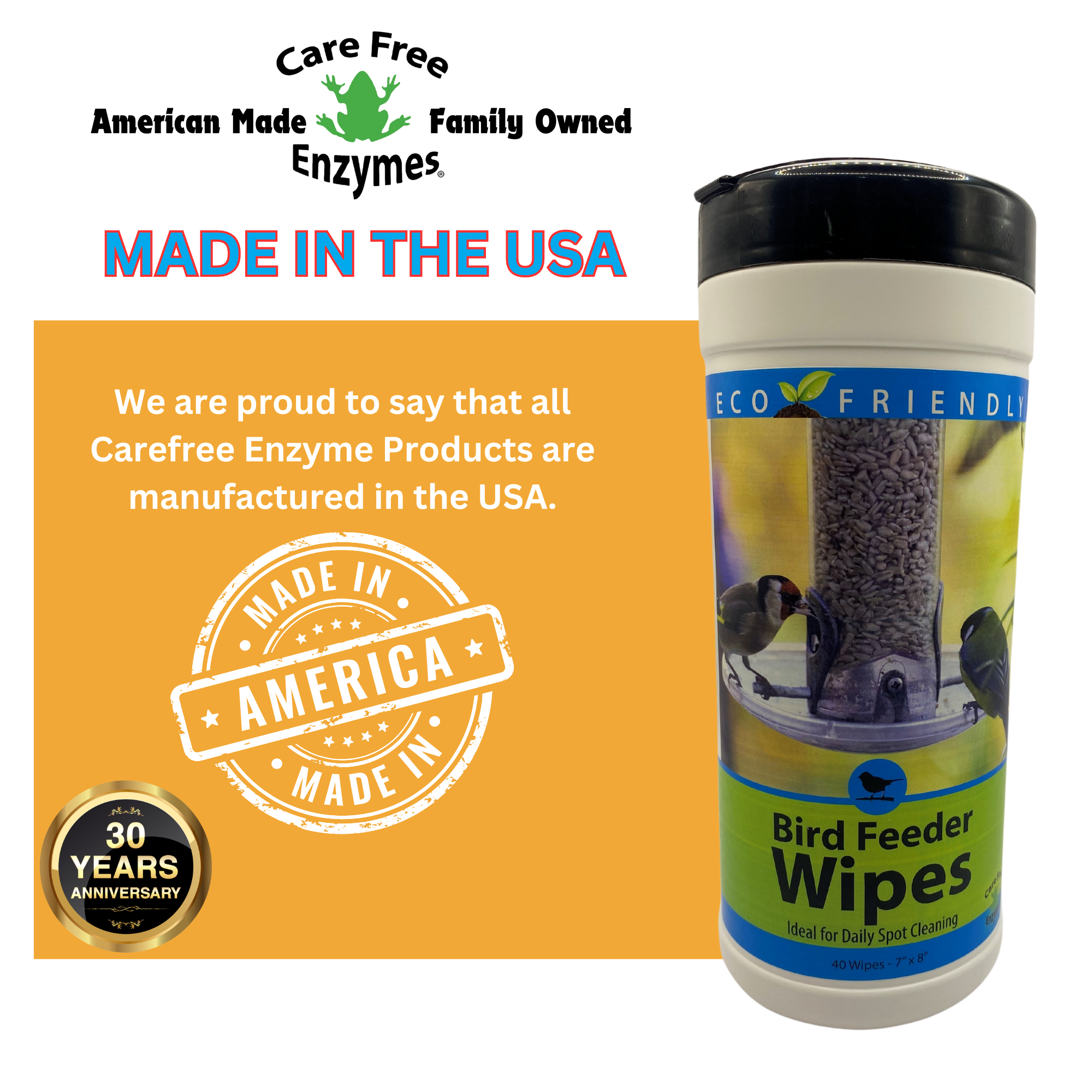 Natural Bird Feeder Cleaning Wipes | Safe & Convenient | Birdfeeder Wipes | 40 Count