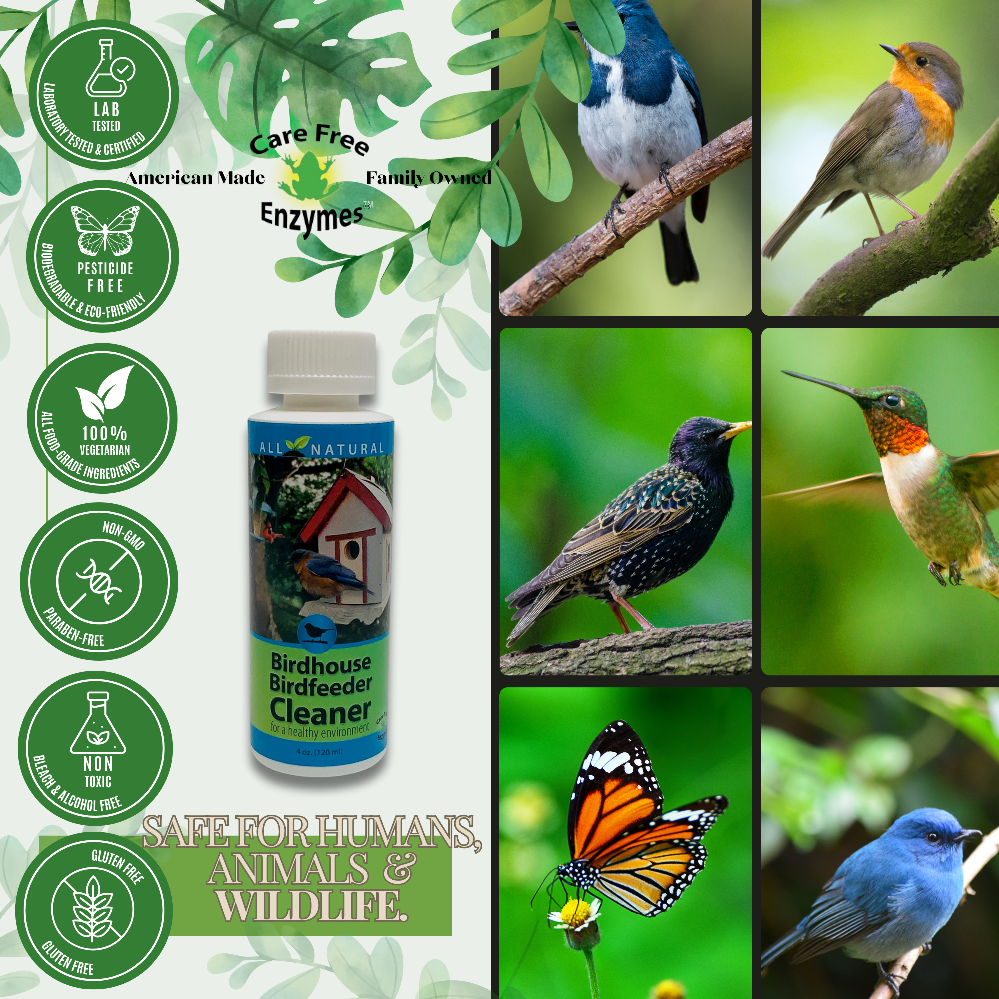 Natural Birdhouse & Feeder Cleaner Concentrate | Safe for Nests & Chicks | 4 oz