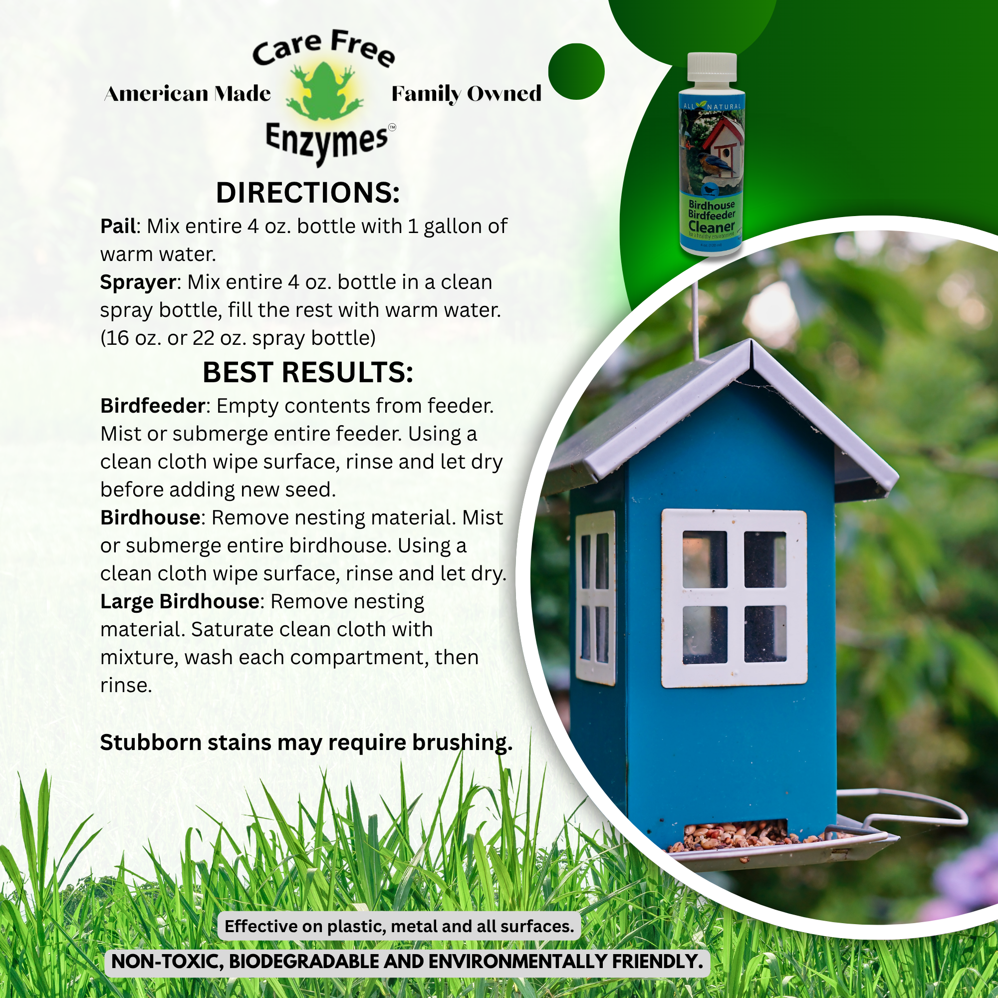 Natural Birdhouse & Feeder Cleaner Concentrate | Safe for Nests & Chicks | 4 oz