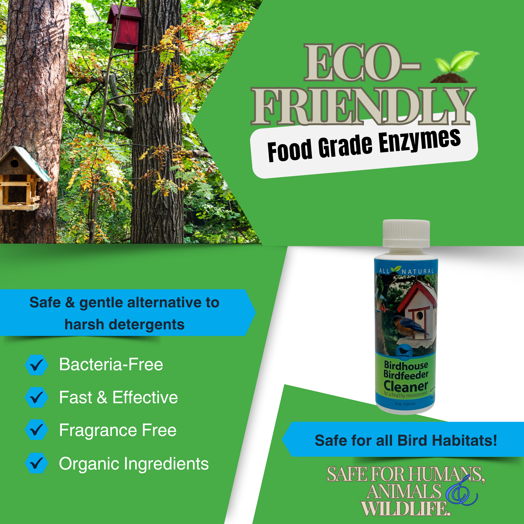 Natural Birdhouse & Feeder Cleaner Concentrate | Safe for Nests & Chicks | 4 oz