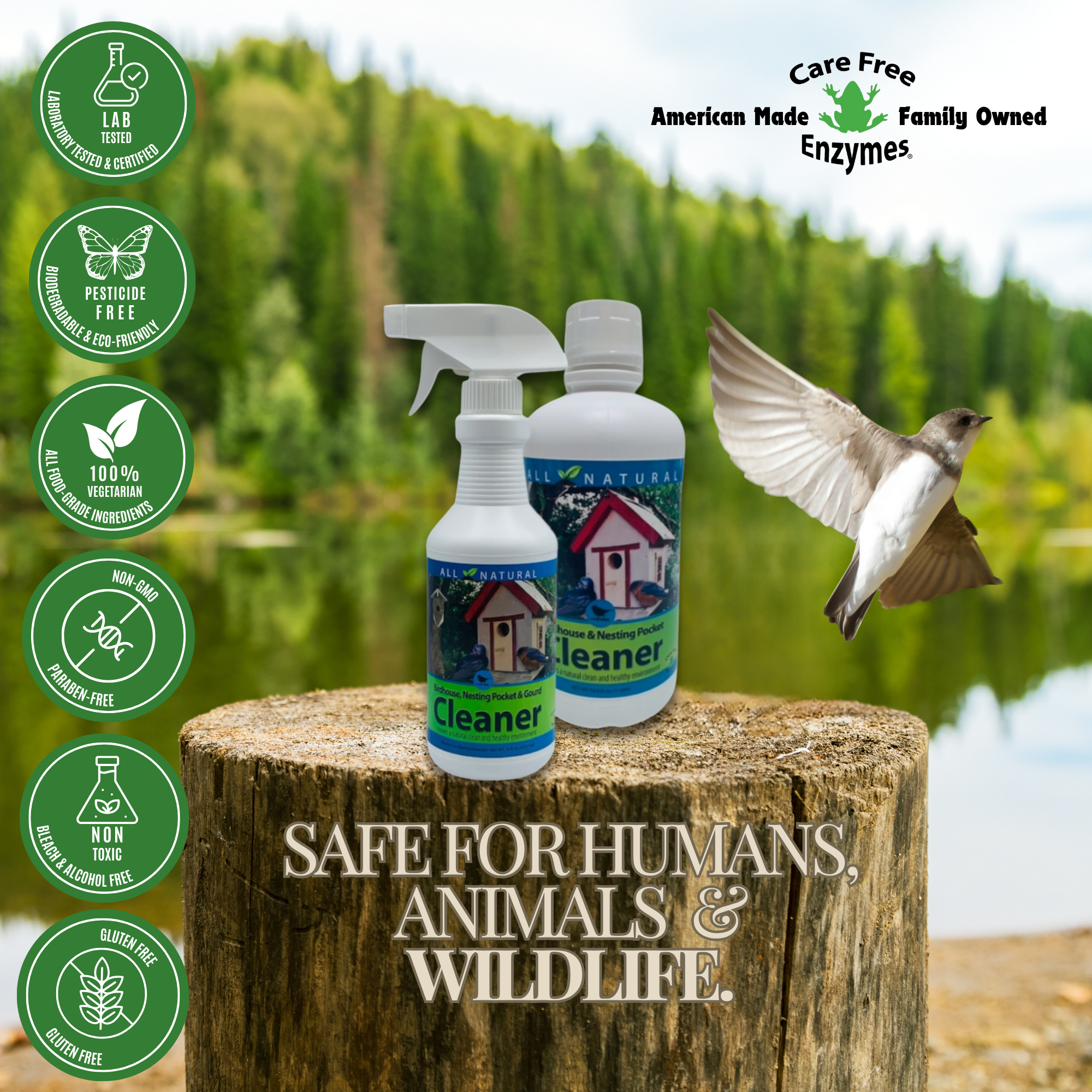 Natural Birdhouse, Gourd & Nesting Pocket Cleaner | Safe for All Nesting Birds | 16 oz & 33.9 oz