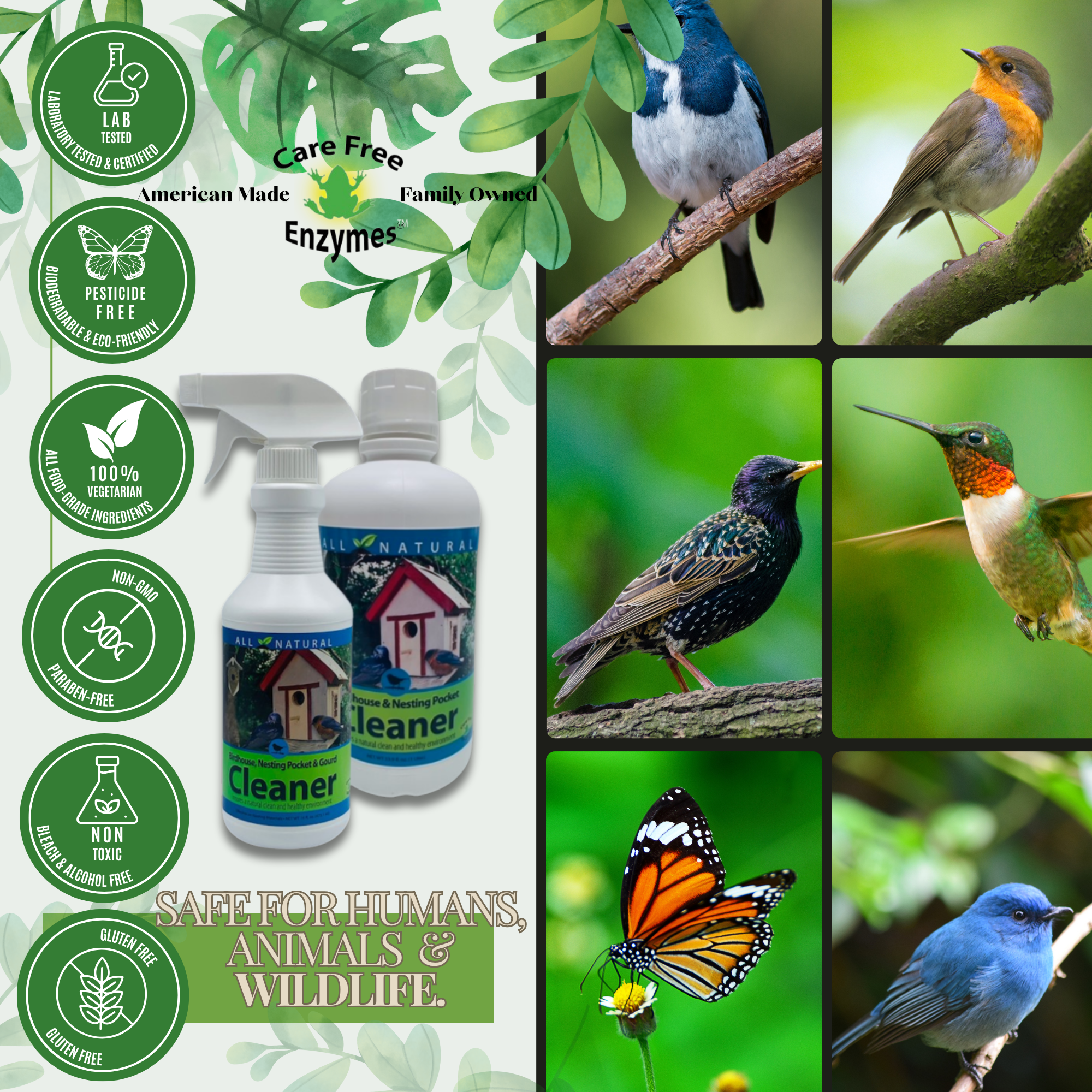 Natural Birdhouse, Gourd & Nesting Pocket Cleaner | Safe for All Nesting Birds | 16 oz & 33.9 oz