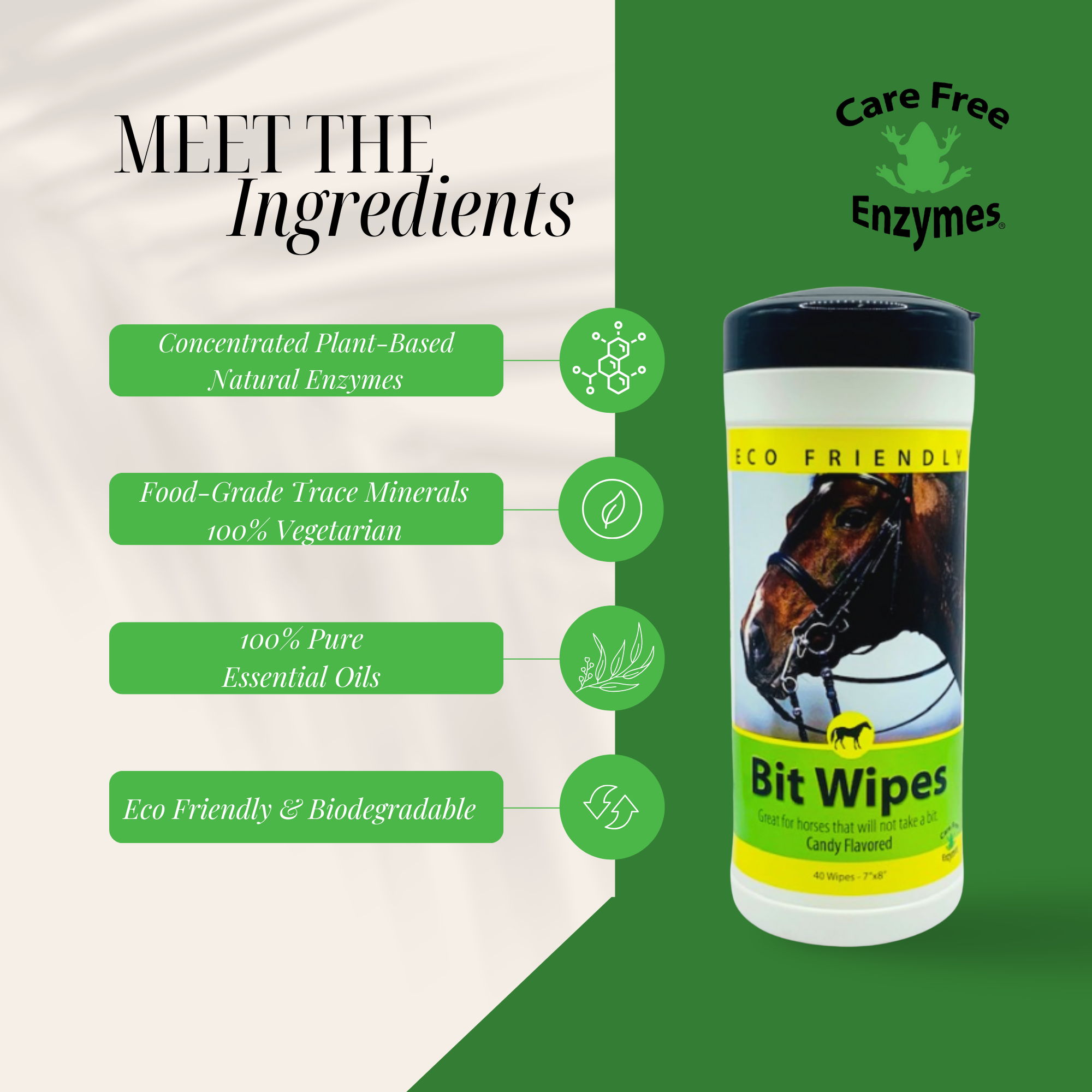 Natural Horse Bit Wipes with Peppermint Oil | Cleans & Polishes Bits | 40 Count